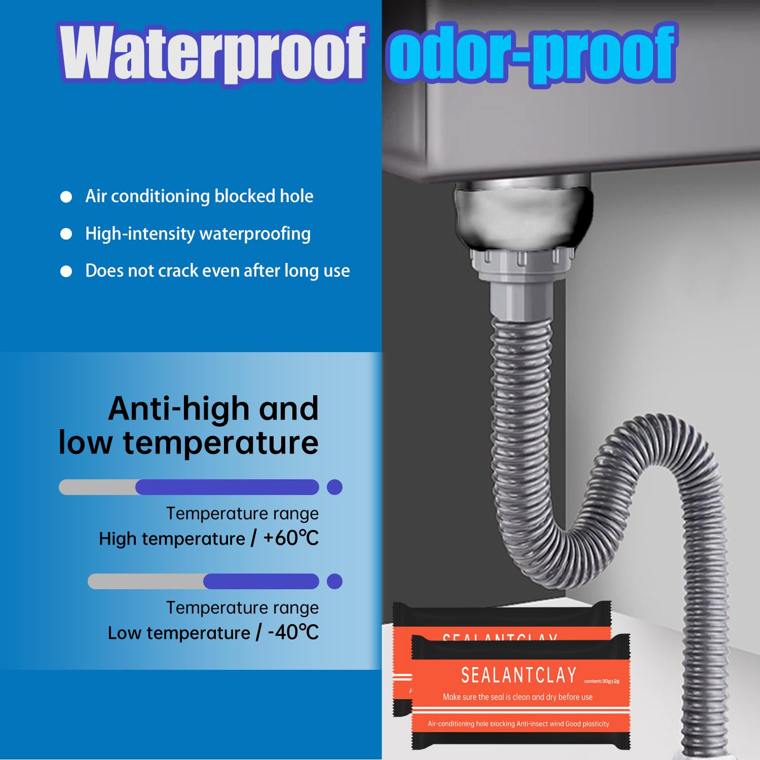 8 Pack Waterproof Duct Seal Sealing Putty for Drain & Wall Holes Qk Repair (8 Count)