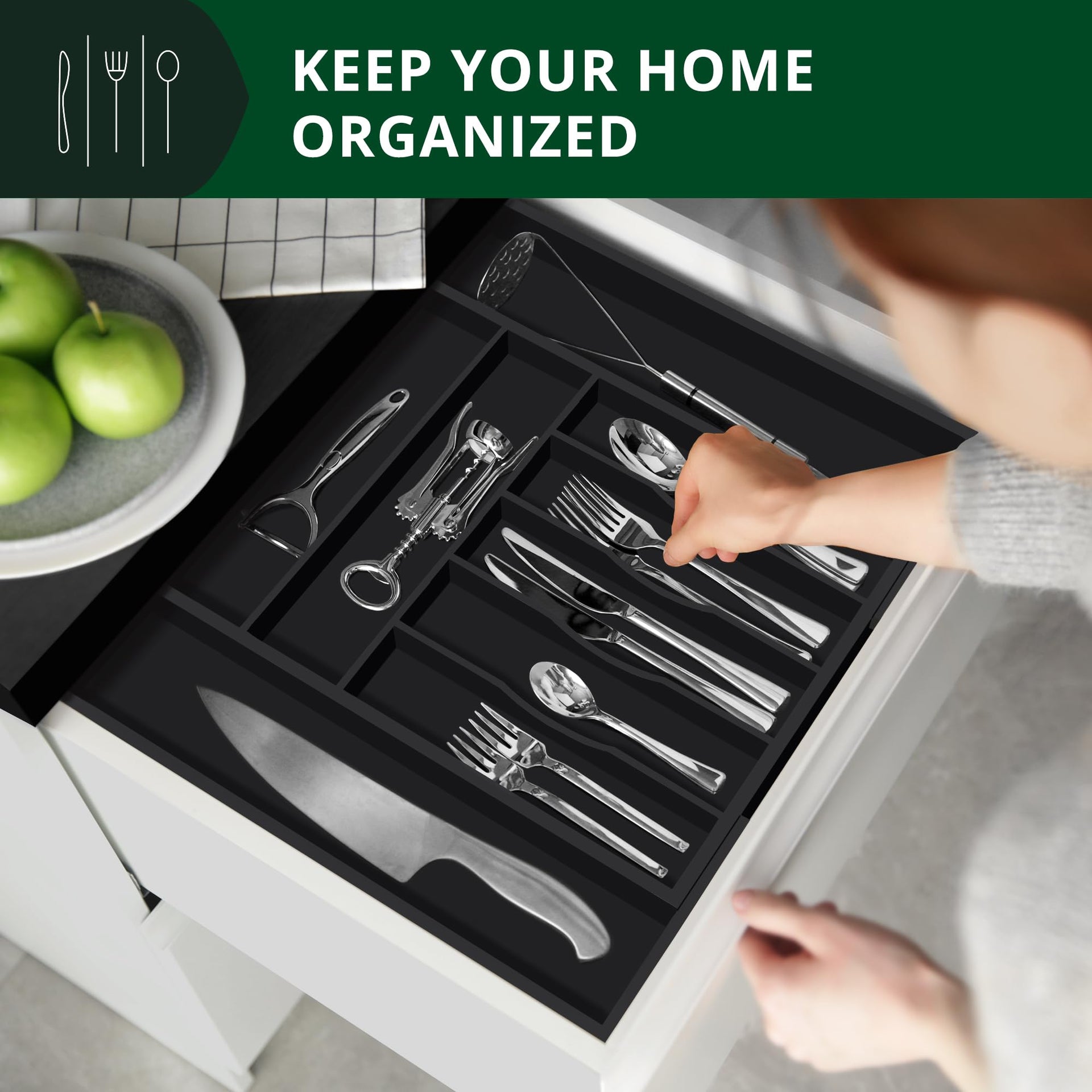 Luxury Bamboo Kitchen Drawer Organizer