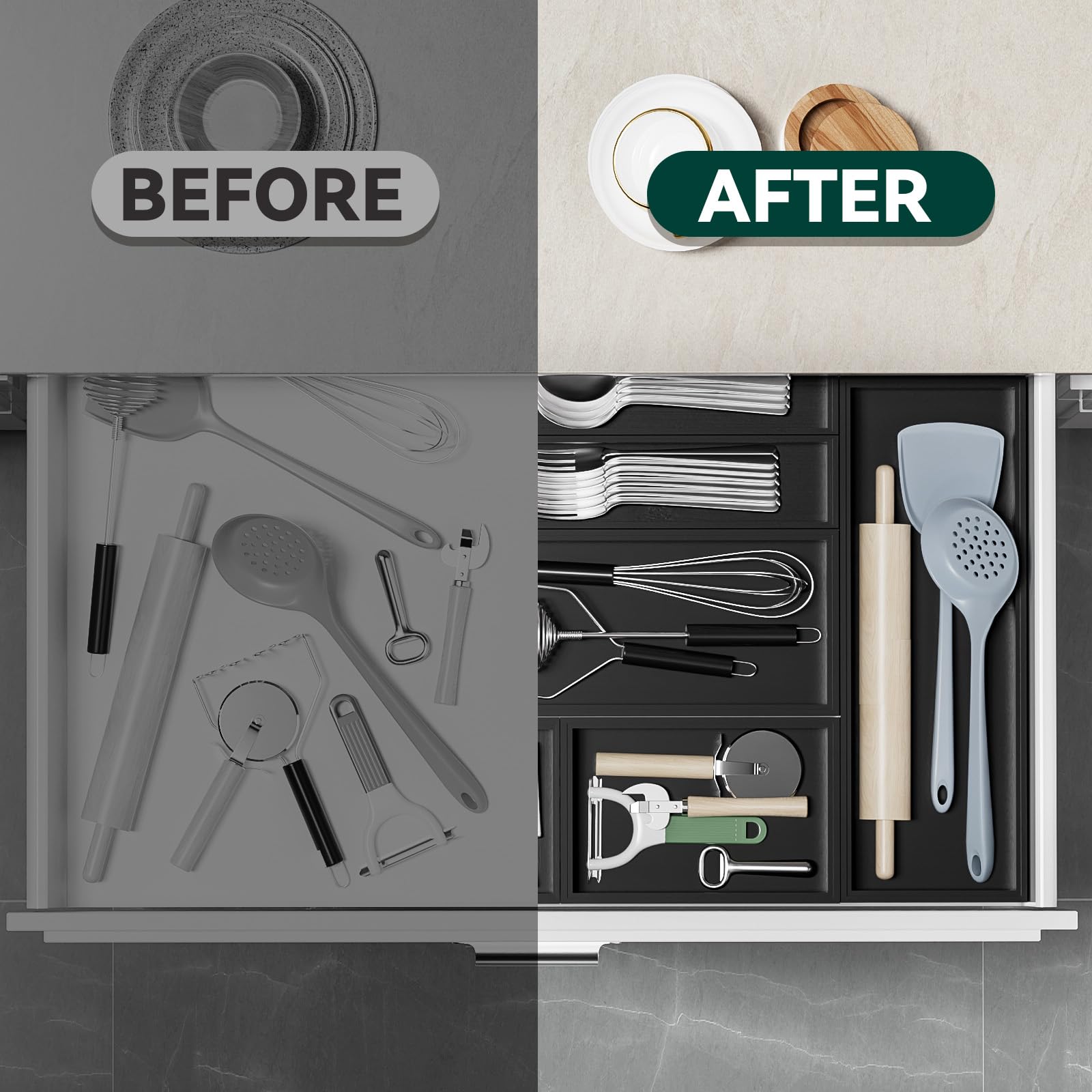 Bamboo Drawer Organizer (2 Count)