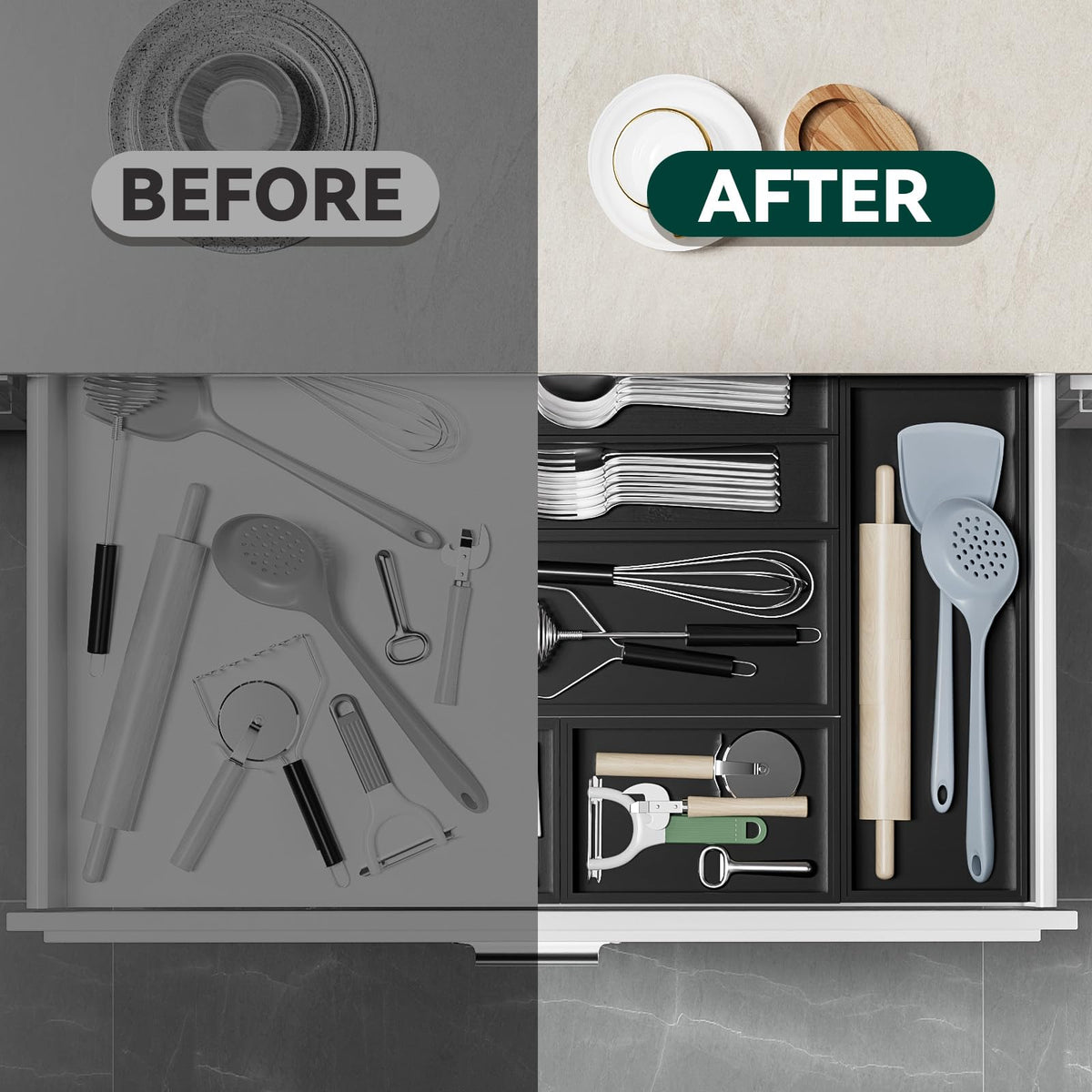 Bamboo Drawer Organizer (2 Count)