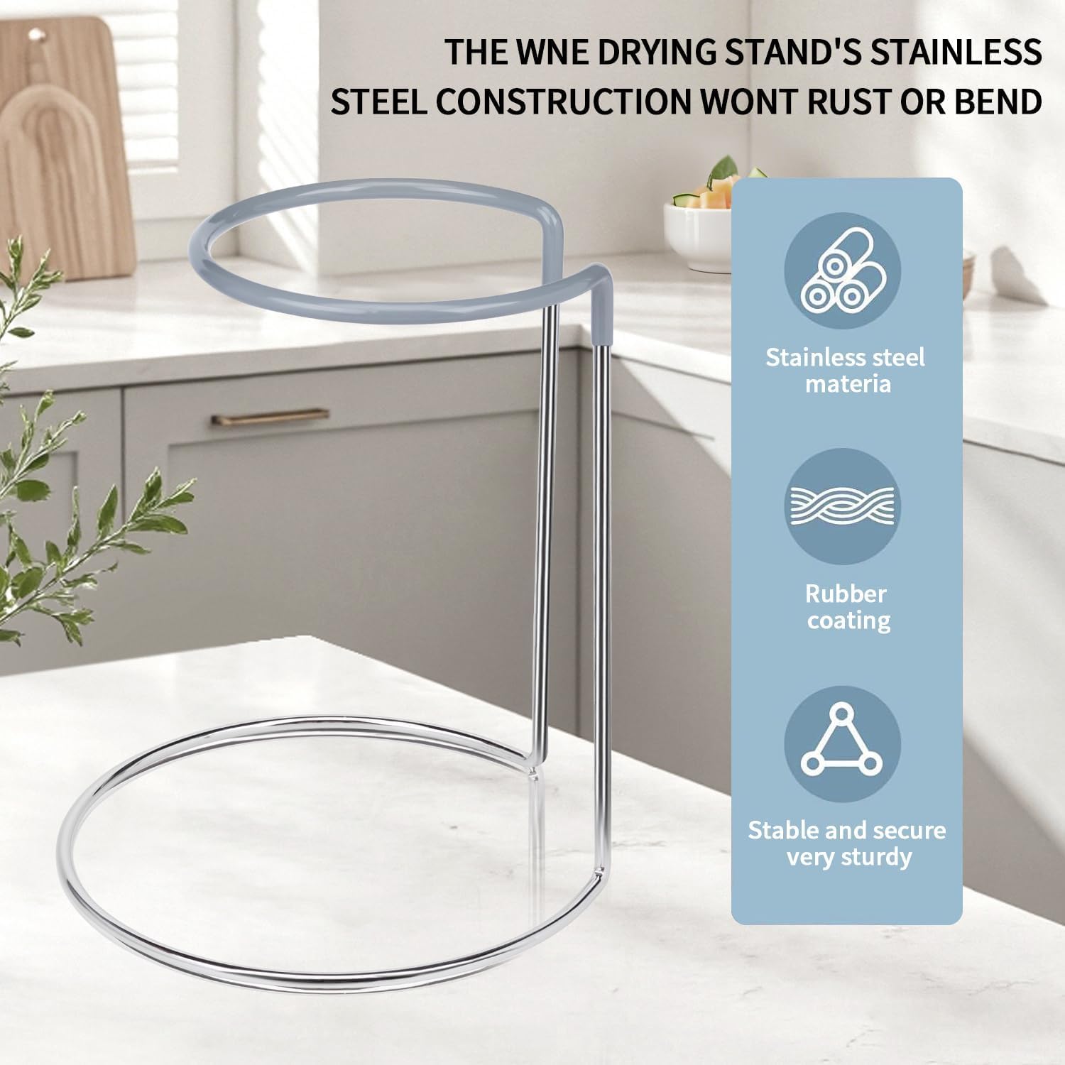 Wine Decanter Drying Stand with Rubber Coated Top to Prevent Scratches (5 Count)