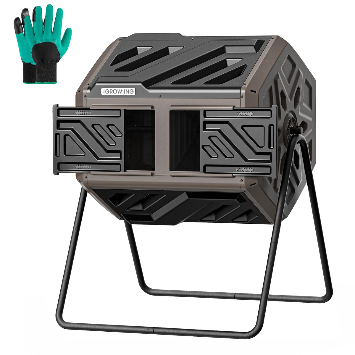 THE Growing 43 Gal Outdoor Compost Bin Tumbler for Backyard Garden