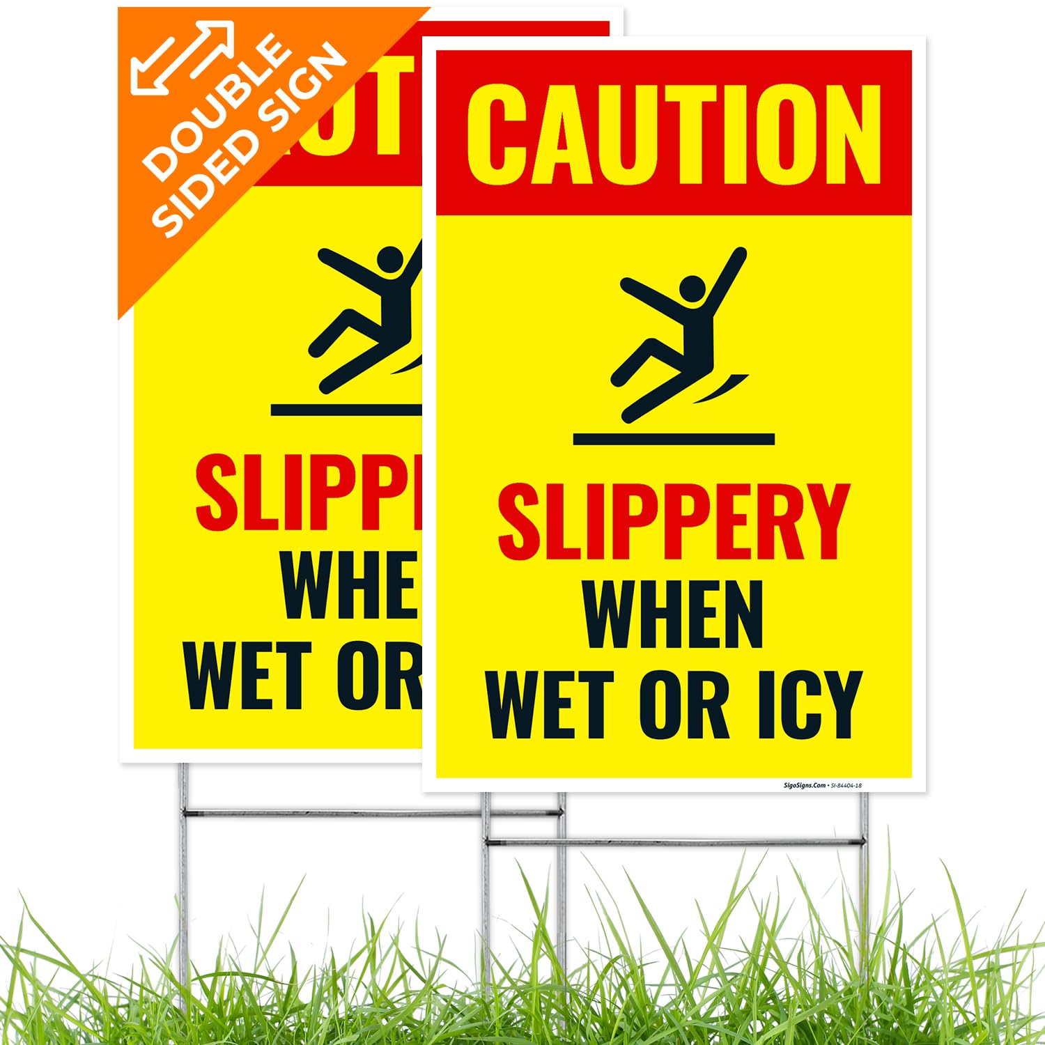 Caution Slippery When Wet or ICY Sign