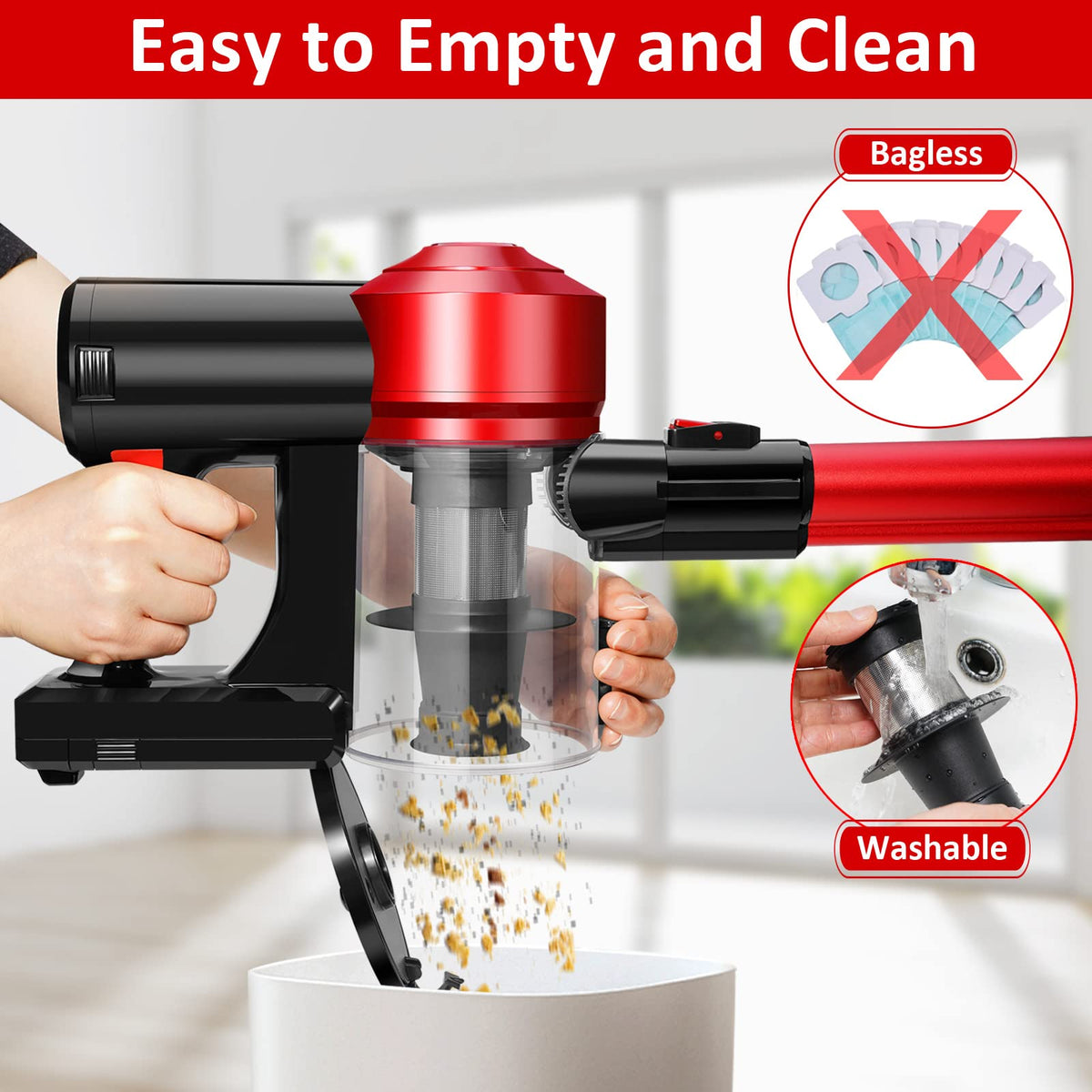 C150 Cordless Vacuum Cleaner with 2200mAh Rechargeable Battery
