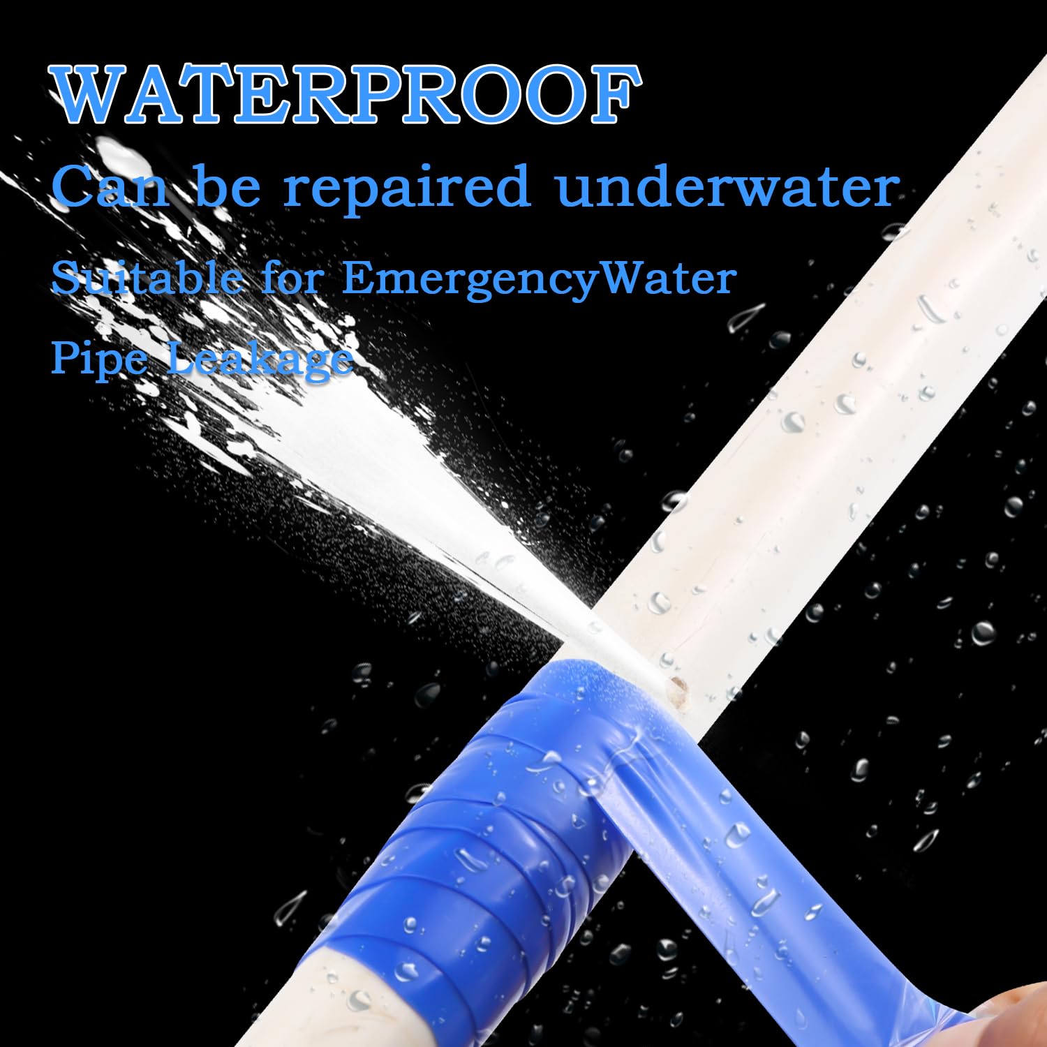 Self Fusing Silicone Tape 1 in x 5' Blue Waterproof Rubber Leak Proof Sealing Silicone Rubber Self