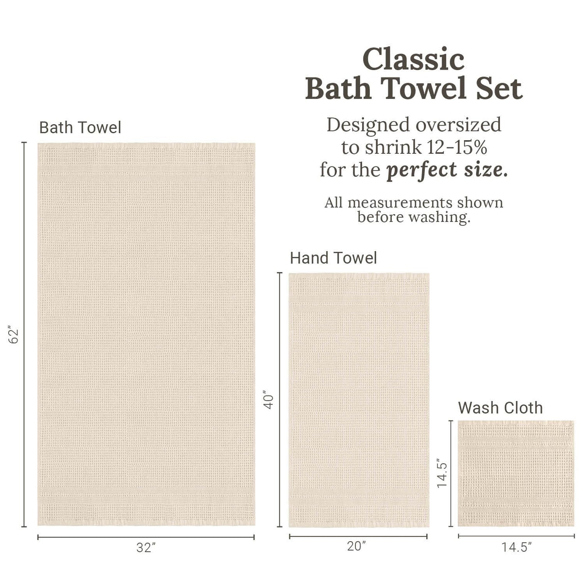 Waffle Towel Set Quick Dry Thin