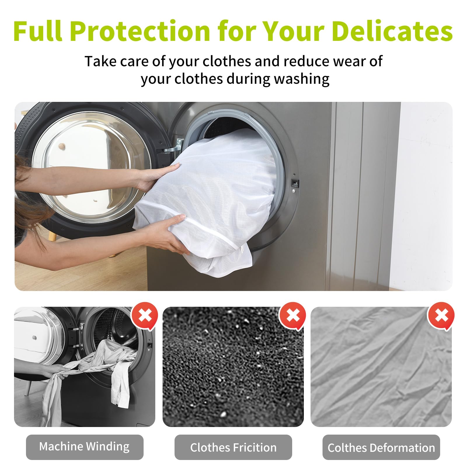 Ex Large Mesh Laundry Bag 36x43 Inch Drawstring Laundry Wash Bags 2 Pack Dirty Clothes Net Laundry Bag Heavy Duty Travel Storage Organize Bag Don't Drying