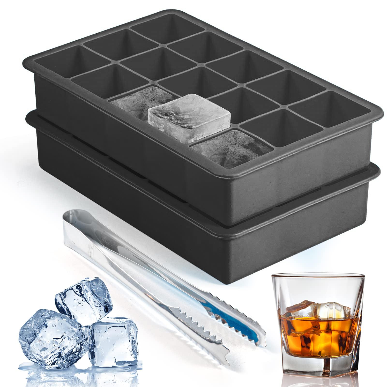 Silicone Ice Cube Trays for Freezer 2 Pack (8 Ounce)