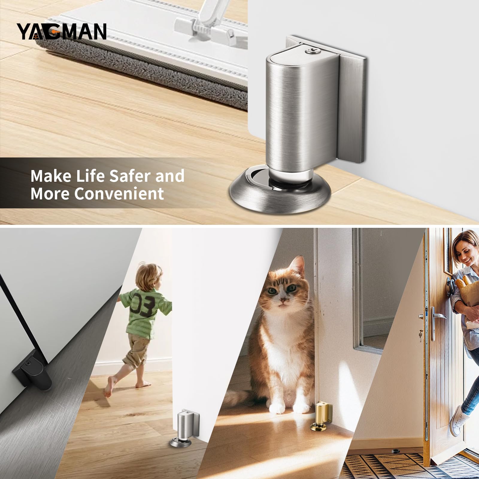 2 Pack Magnetic Door Stopper Floor Mount (2 Count)