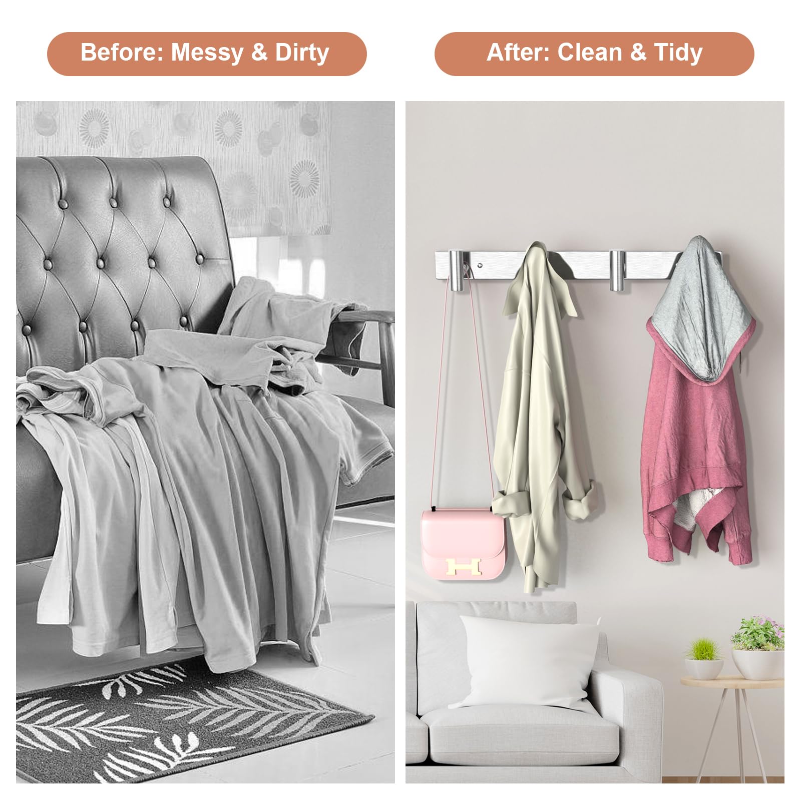 1PACK Hat and Coat Wall Mount Rack