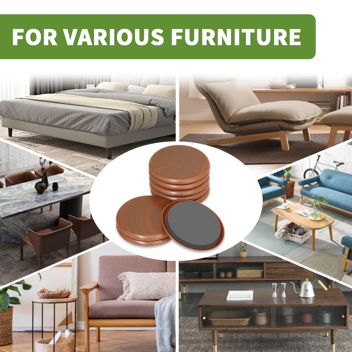 Furniture Sliders for Carpet 8 PCS (8 Count)