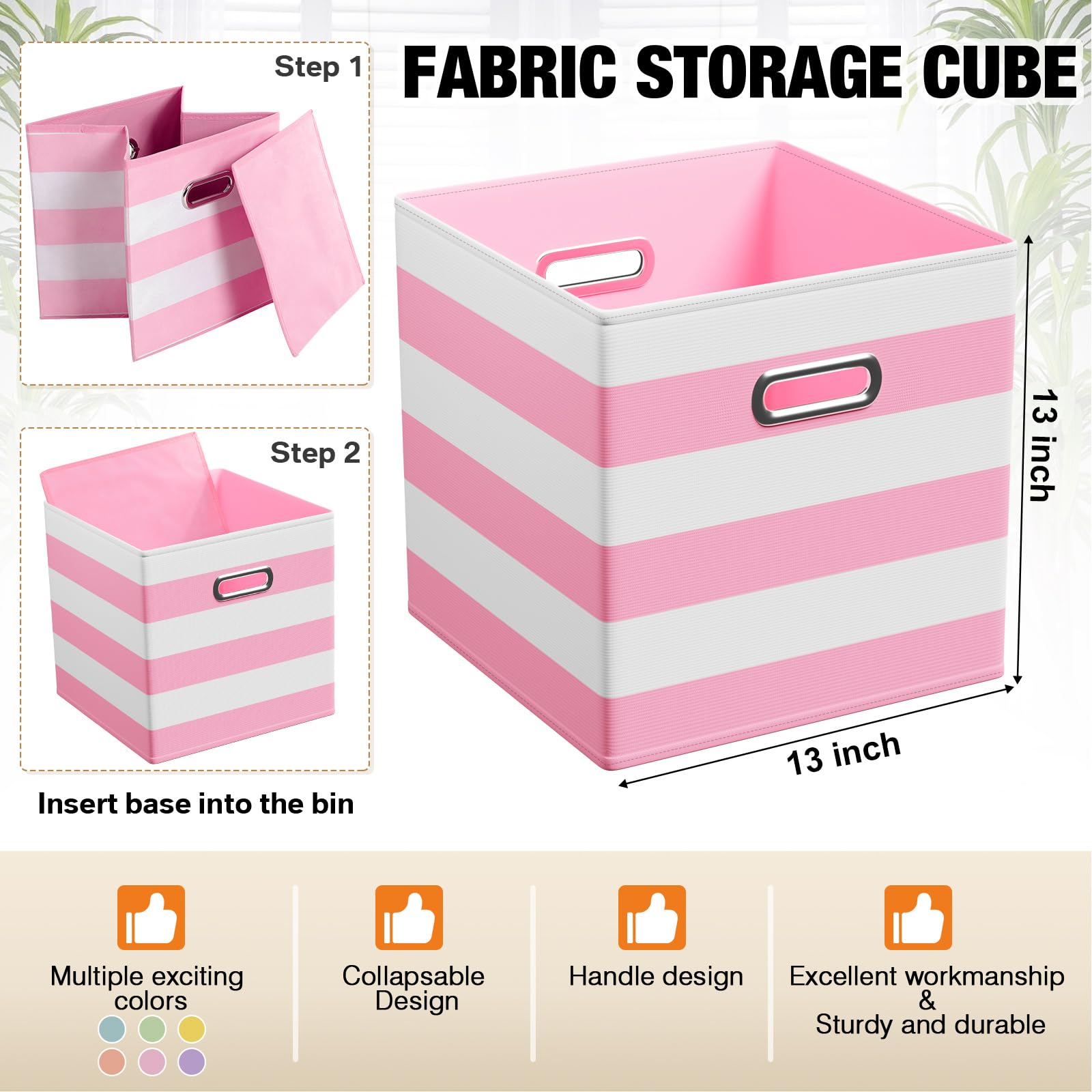 13 Inch 6 Pack Fabric Storage Cubes with Metal Handles (6 Count)