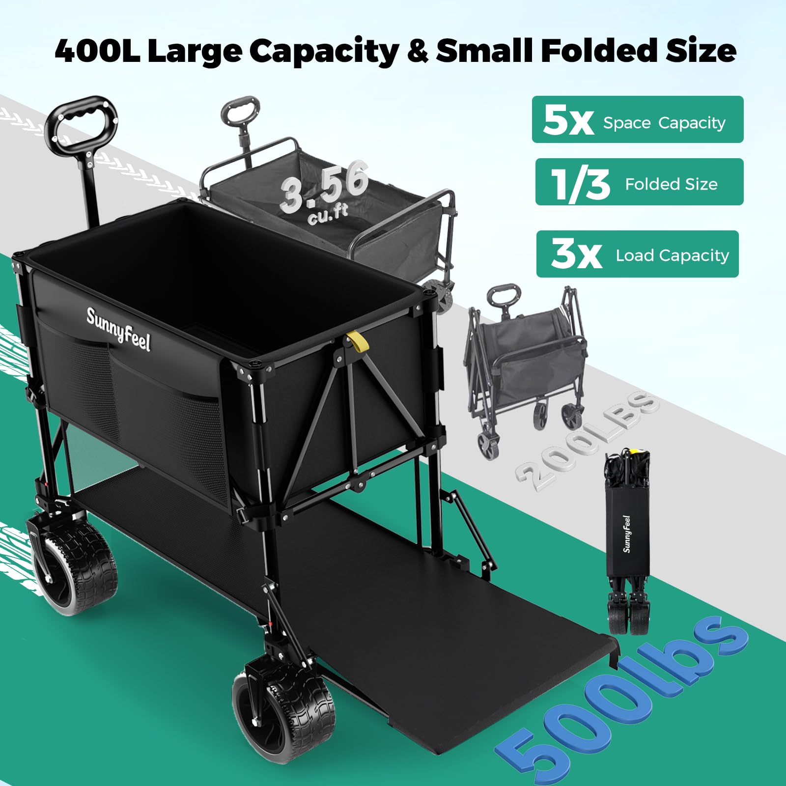 400L Large Capacity Double Decker Wagon