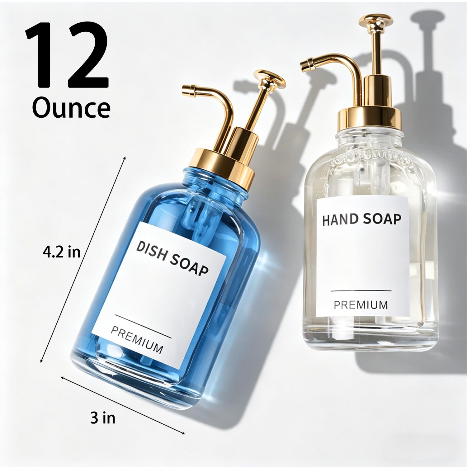12oz Dish Soap Dispenser for Kitchen (2 Count)