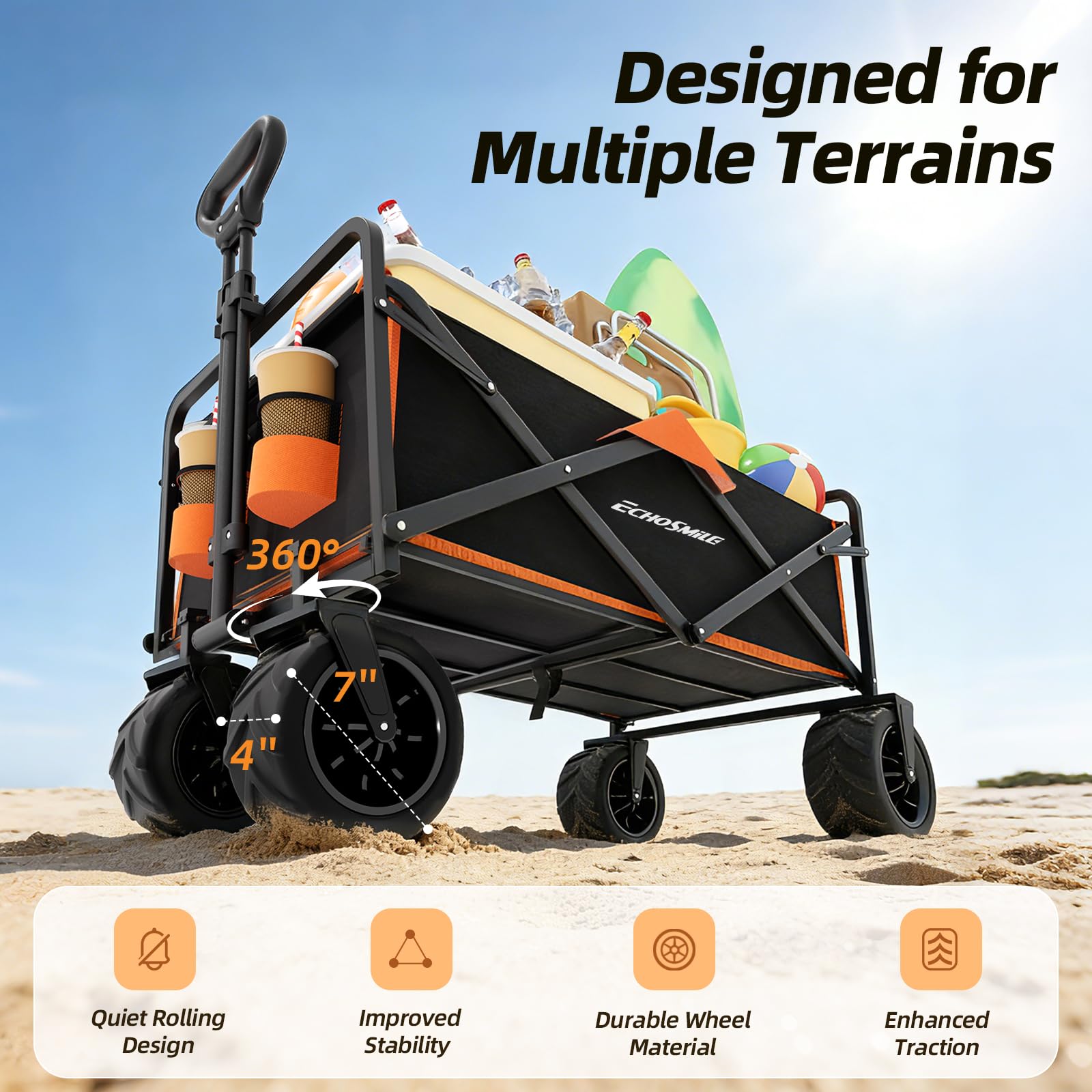 Heavy Duty 350 Lbs Capacity Collapsible Wagon