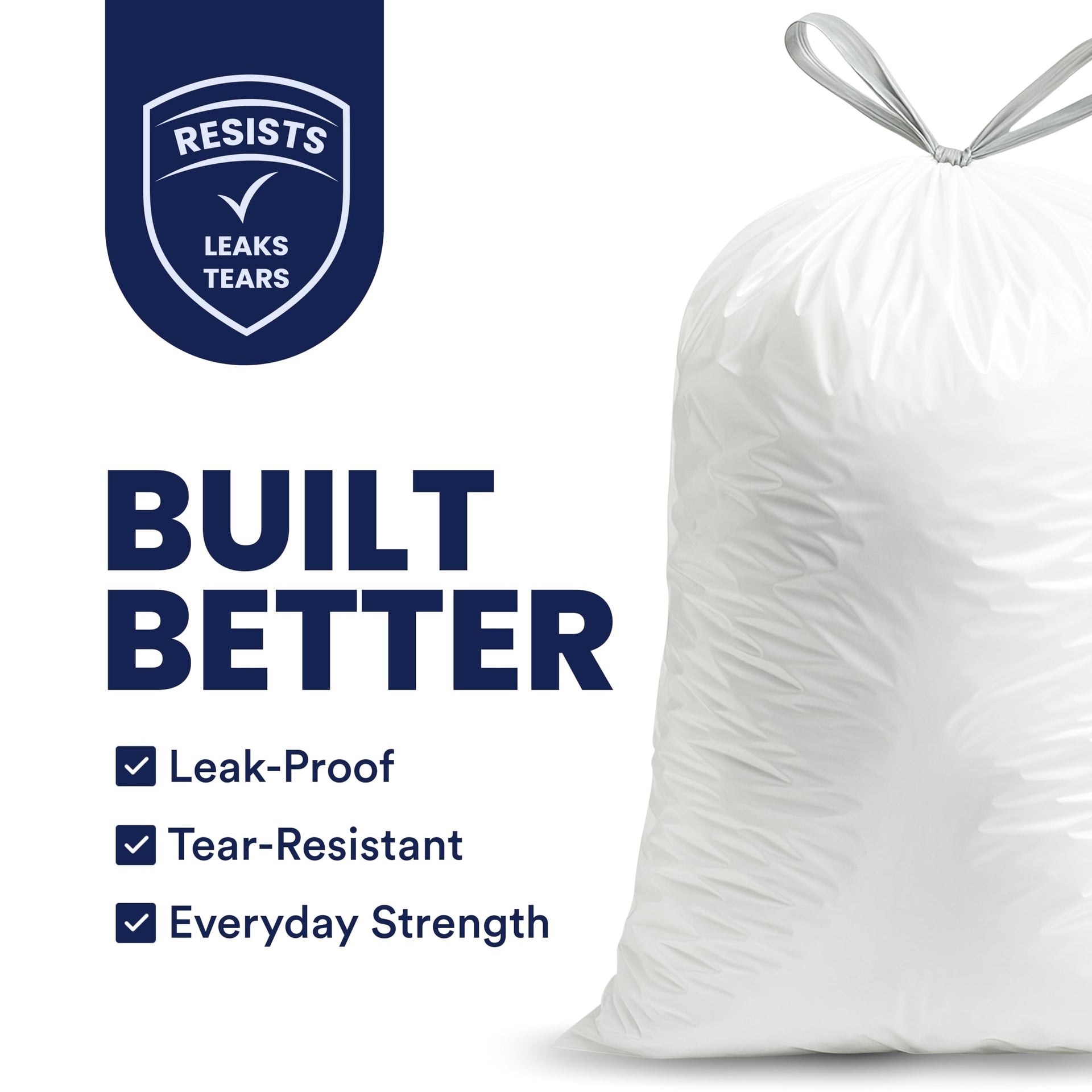 13 Gallon Trash Bags â”‚ 1.2 Mil â”‚ White Drawstring Garbage Can Liners â”‚ 24