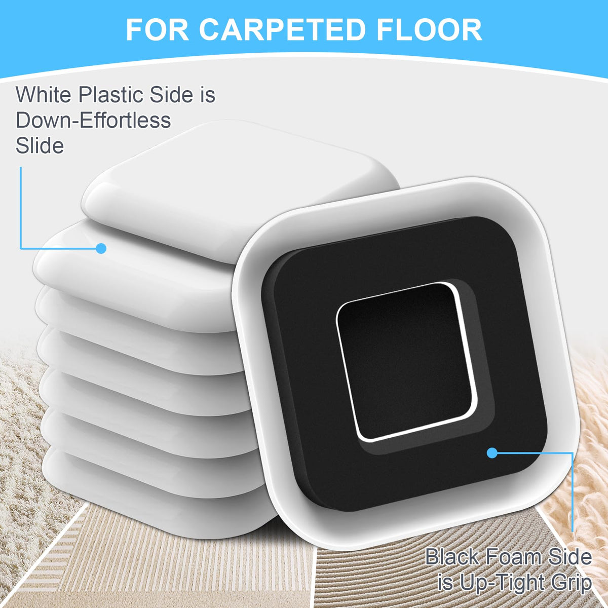 Upgrade Furniture Sliders with Groove (8 Count)