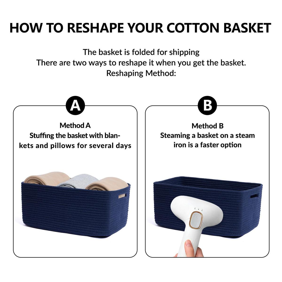 Large Storage Baskets for Shelves (2 Count)