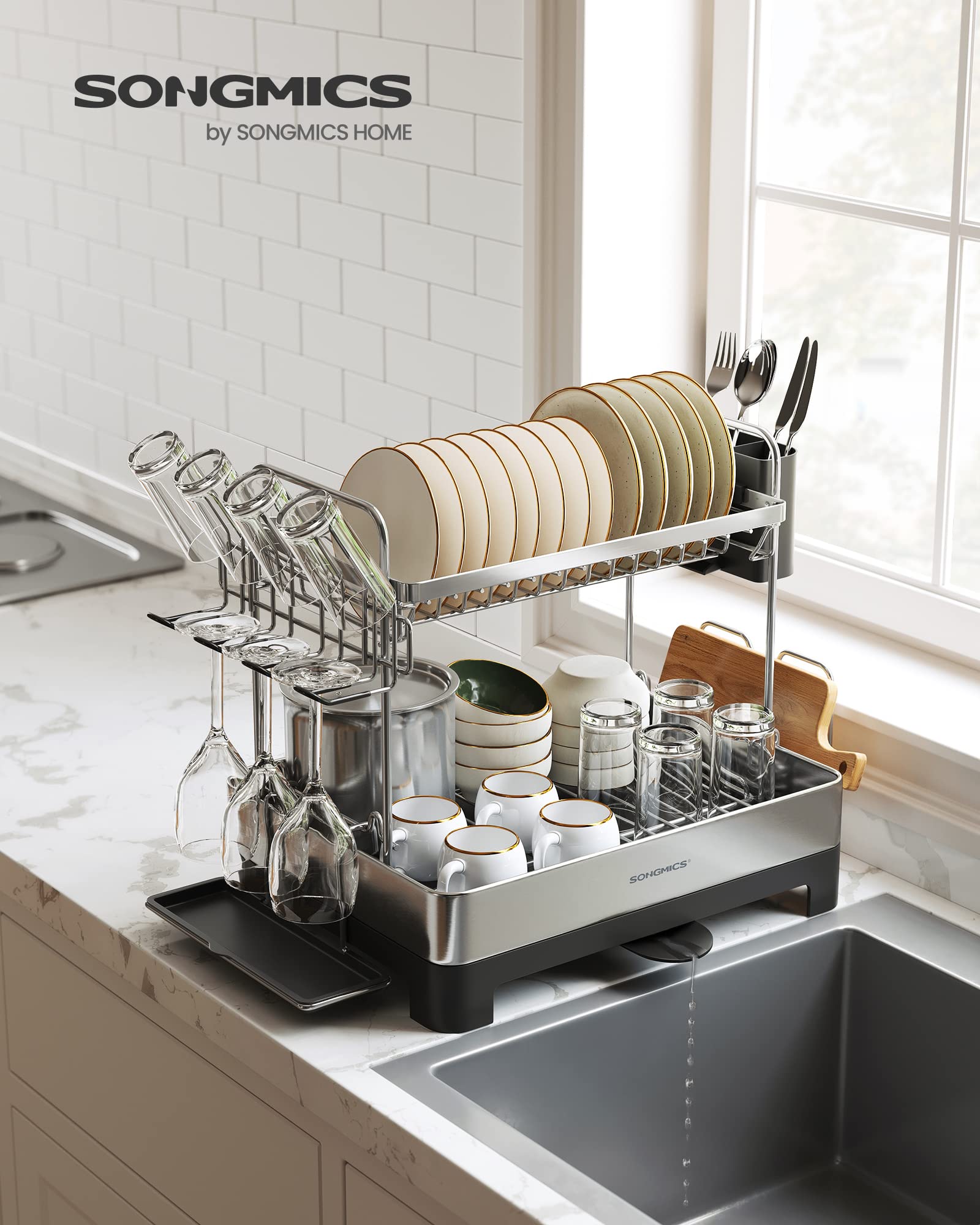 2 Tier Dish Drying Rack for Kitchen Counter
