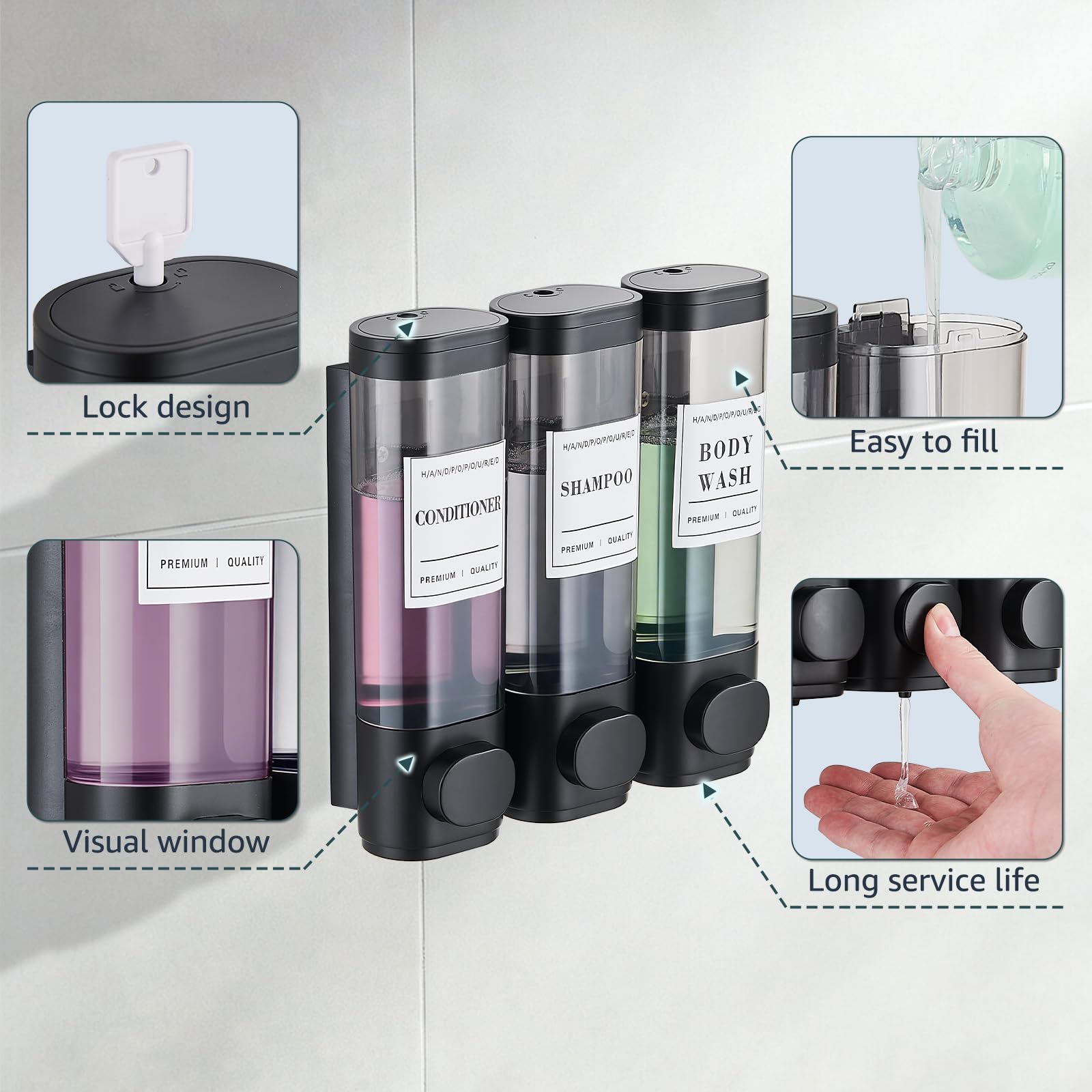 Shampoo and Conditioner Dispenser
