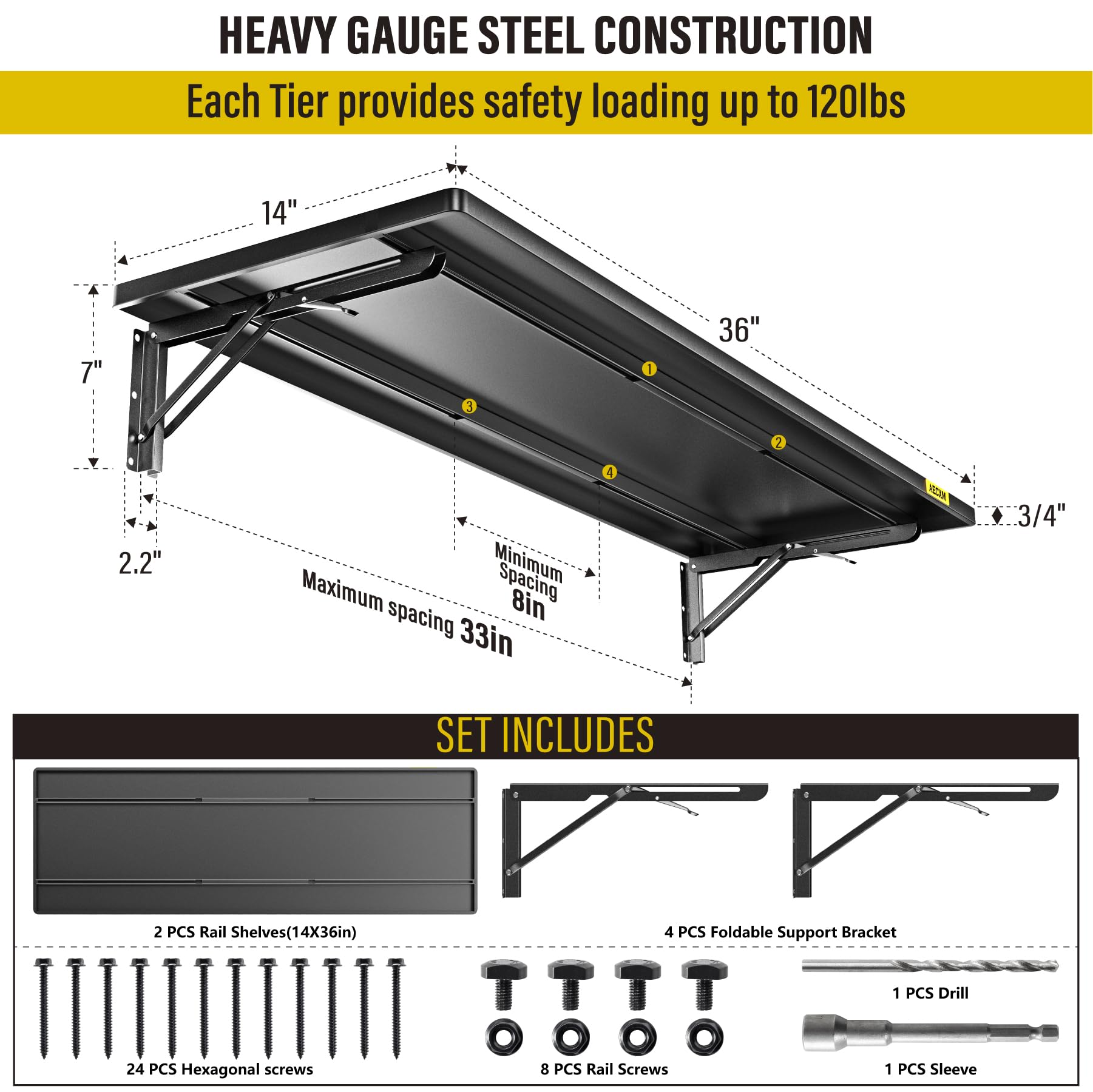 2pack 1.2x3ft Adjustable Rail Type Folding Storage Rack Shelf