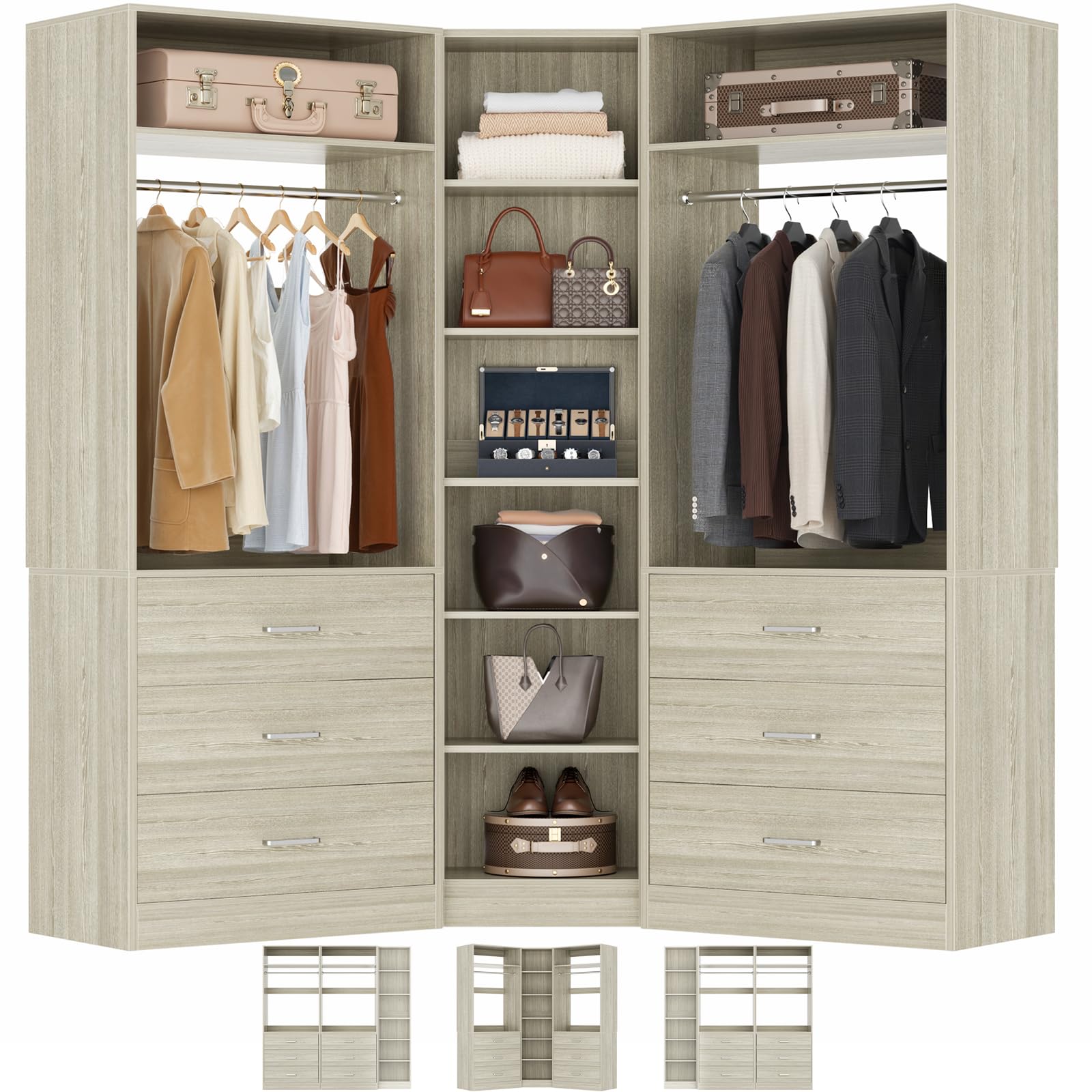 Closet System with 6 Drawers & 10 Shelves
