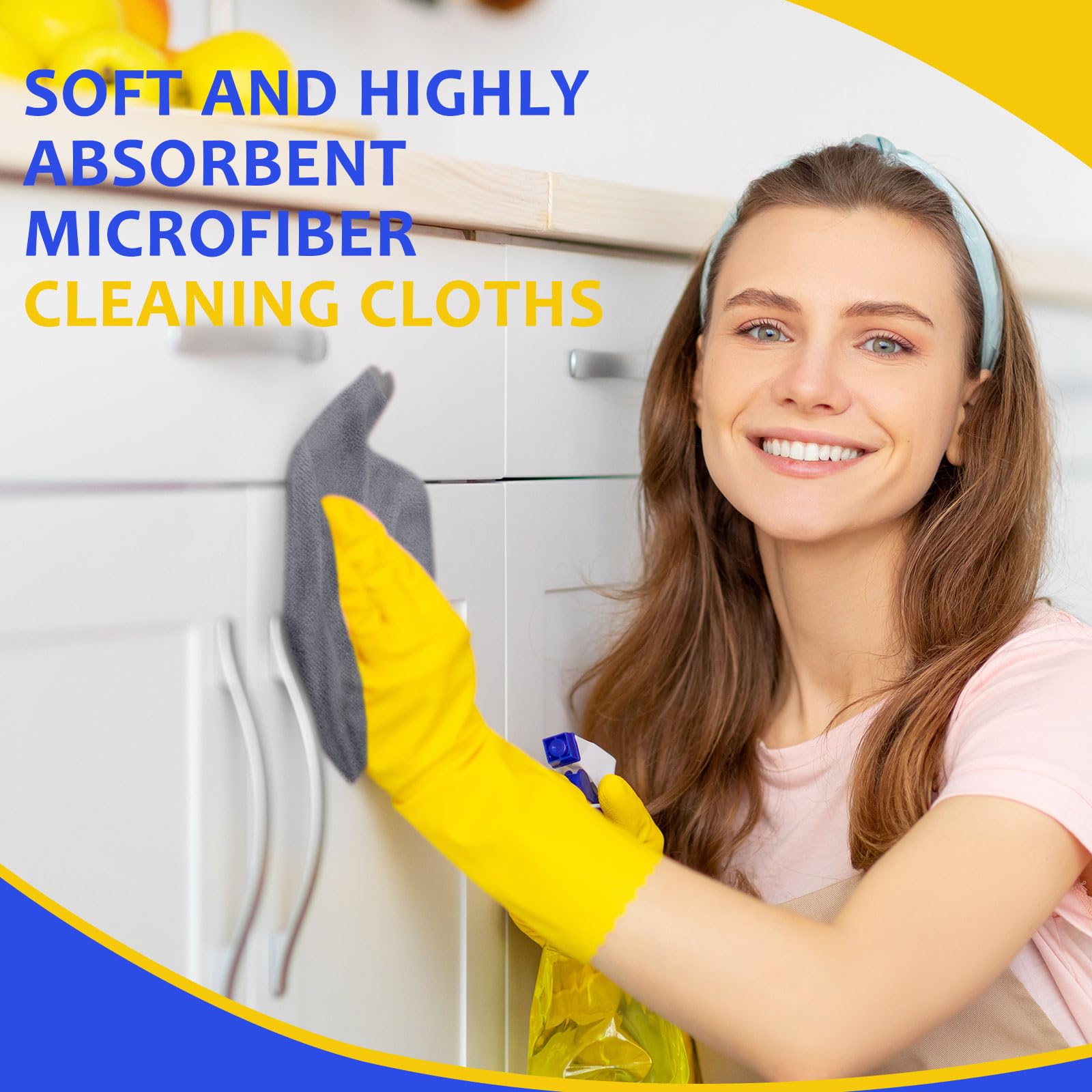 Microfiber Cleaning Cloths for Cars 16 x 16 Inch Ultra Absorbent Car Towels Drying Reusable Cleaning Supplies House Kitchen Window Microfiber Towel (60 Count)