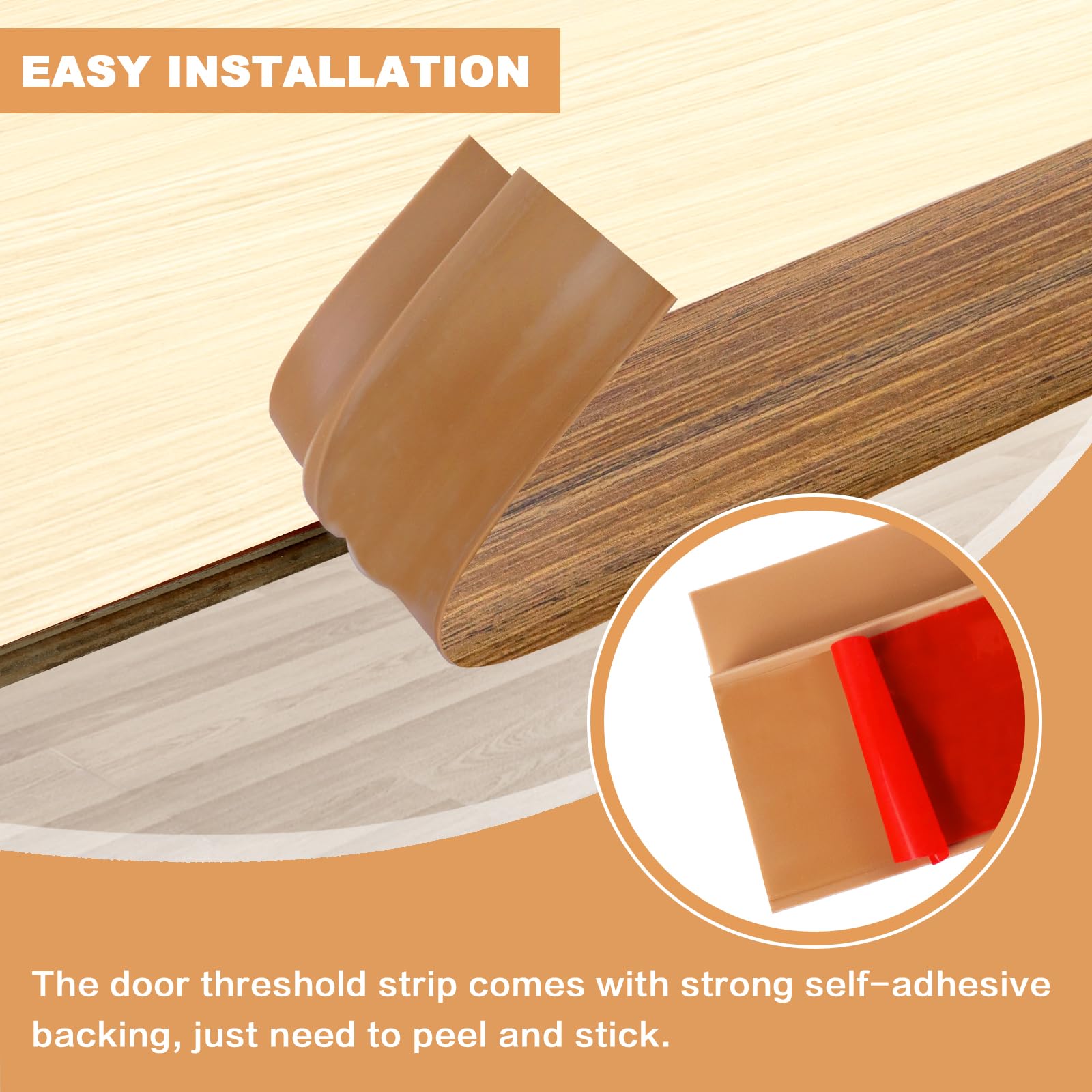 Vinyl Door Threshold Flooring Transition Strip Self Adhesive Carpet Edging Strip for Laminate Doorway Edge Threshold from 3 (6.6 Foot)