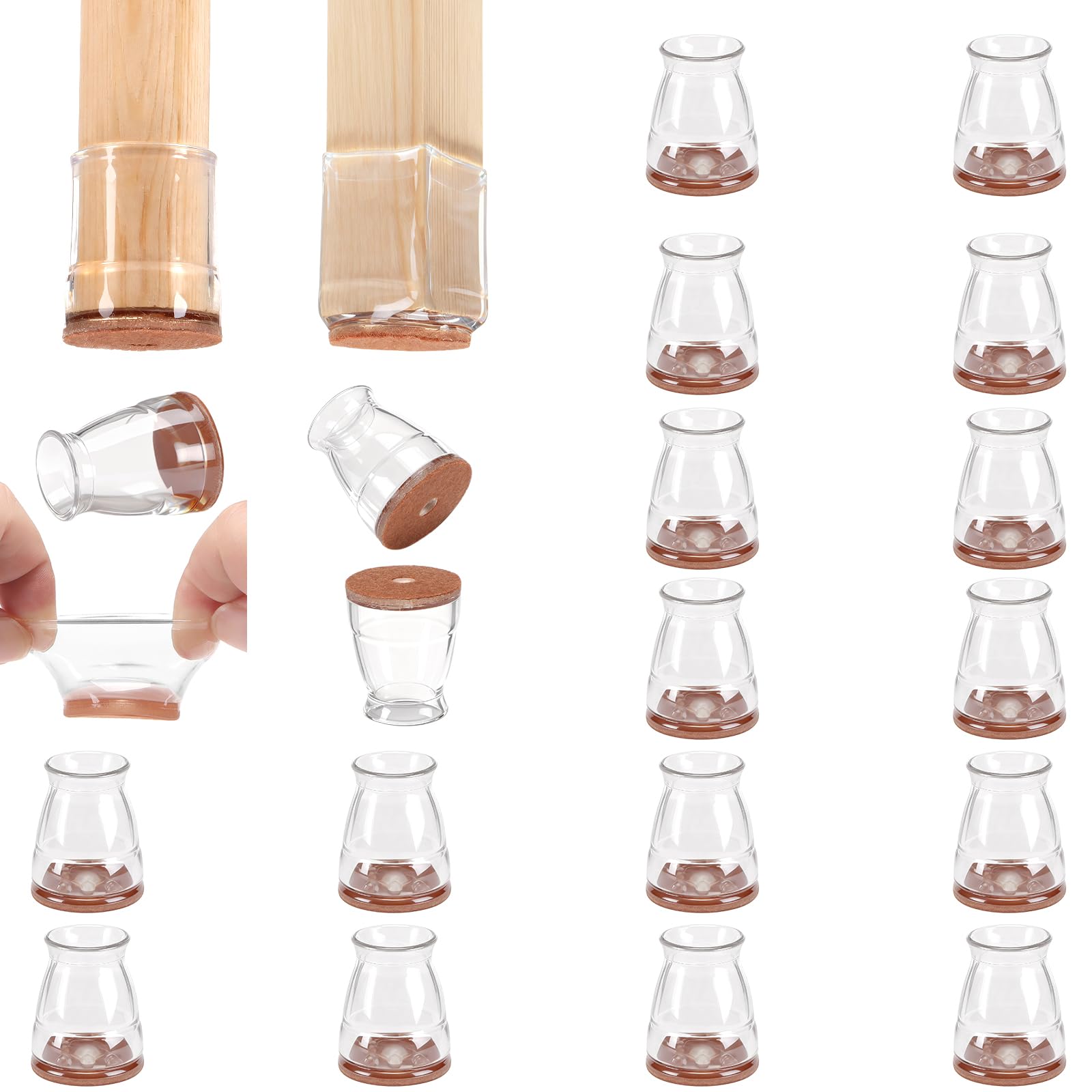 16 Pack Extra Small Chair Leg Floor Protectors for Hardwood Floors (16 Count)