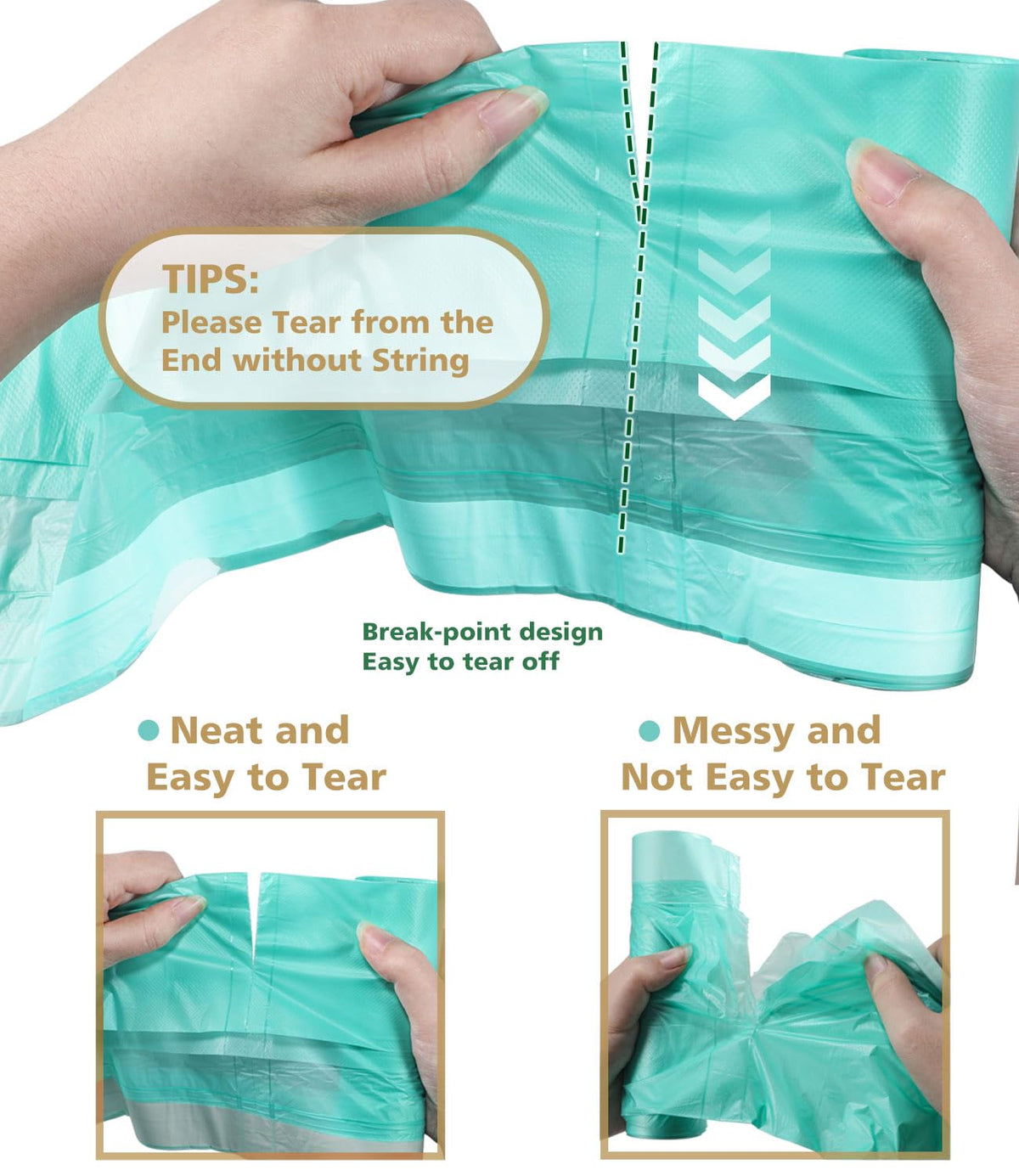 Compostable Trash Bags 4 Gallon Drawstring Trash Bags (100 Count)