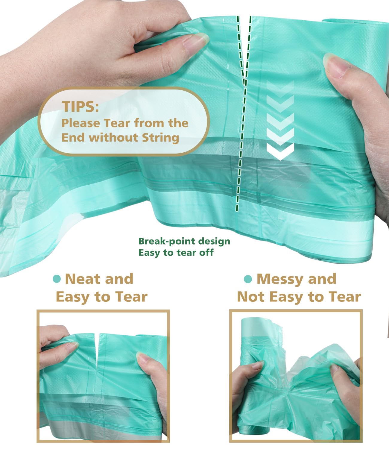 Compostable Trash Bags 4 Gallon Drawstring Trash Bags (100 Count)