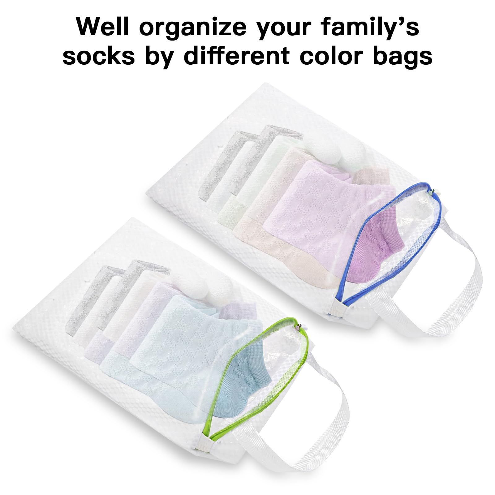 3 Pack Hanging Mesh Laundry Bags with S Hooks (3 Count)