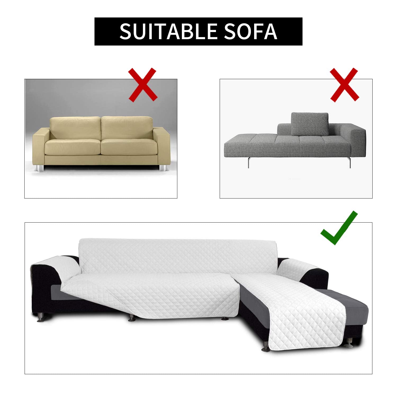 Reversible L Shape Sectional Couch Cover
