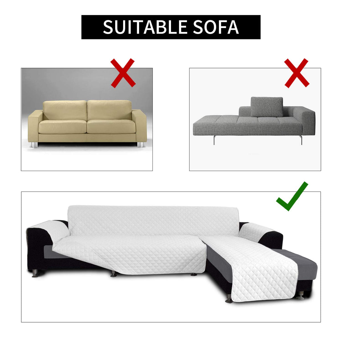 Reversible L Shape Sectional Couch Cover