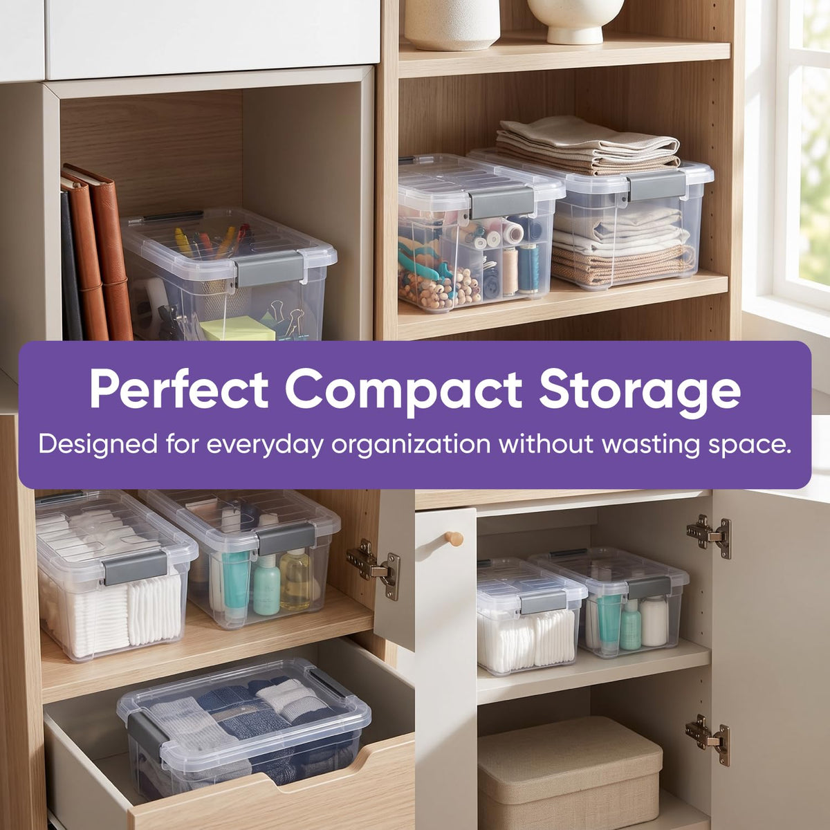 Clear Storage Boxes with Lids (5 Count)