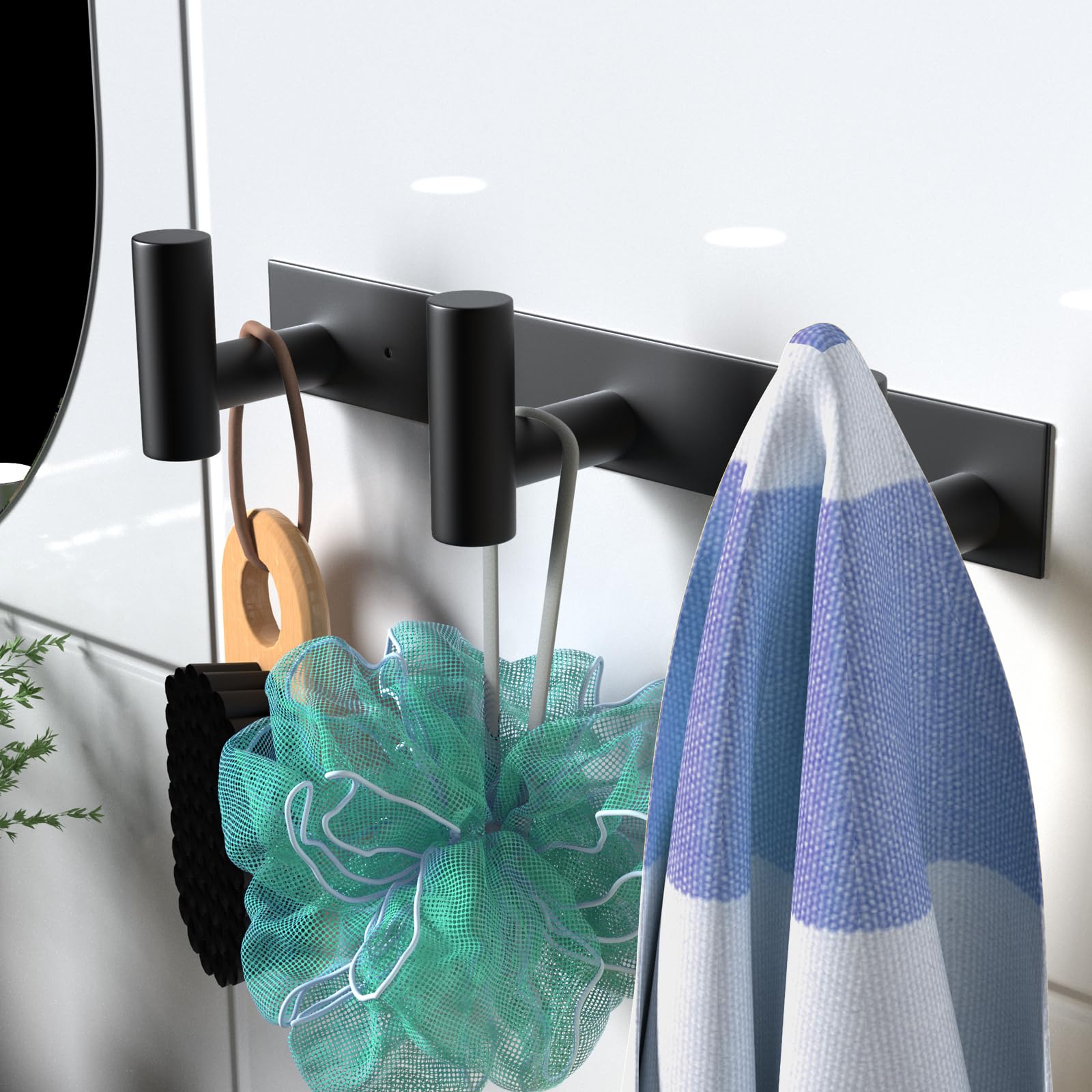 Black Hat and Coat Wall Mount Rack (2 Count)