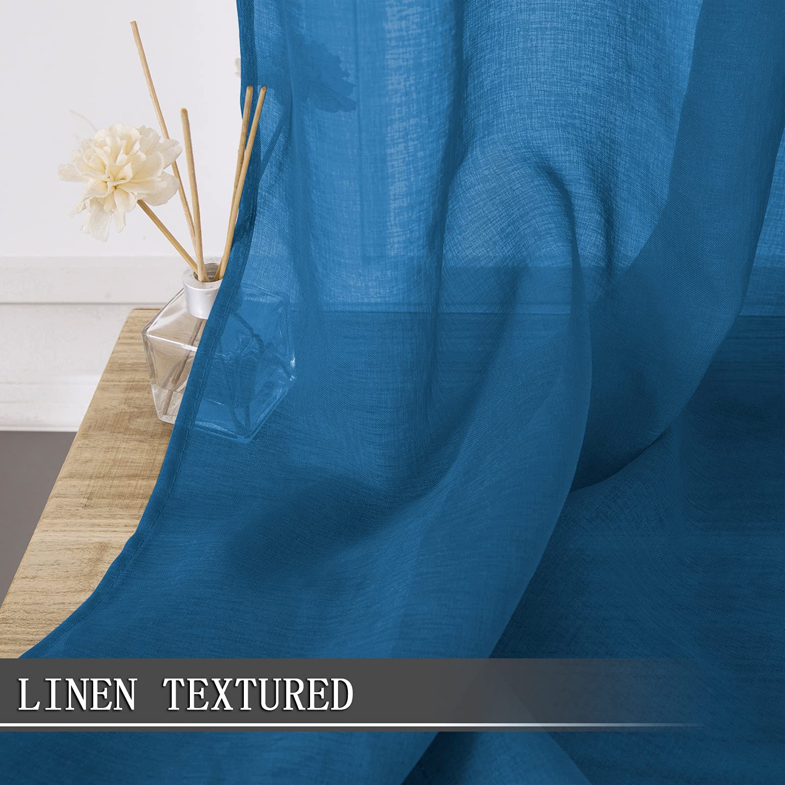 Sheer Tier Curtains Kitchen Linen Textured Half Curtain Sheers Light Filtering Rod Pocket Voile Bathroom Short Curtains for Farmhouse (2 Count)