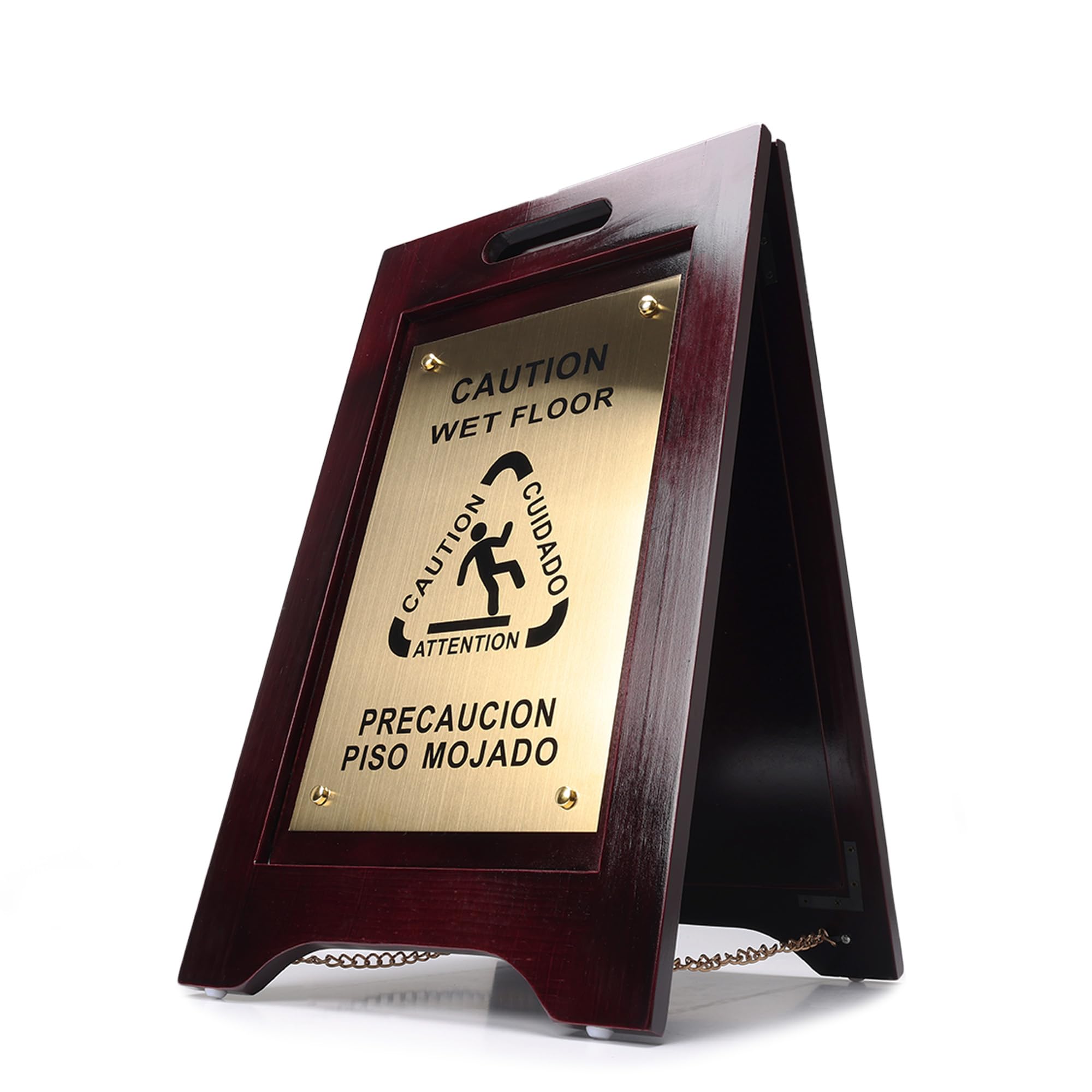 Wooden Caution Wet Floor Sign