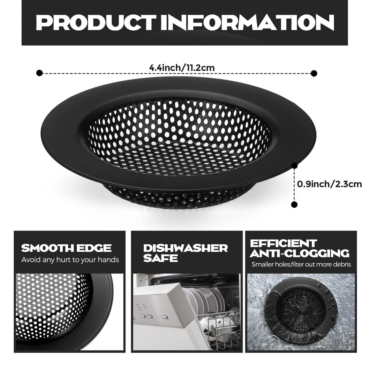 2 Pcs Kitchen Sink Drain Strainer 4.4 Inch (2 Count)