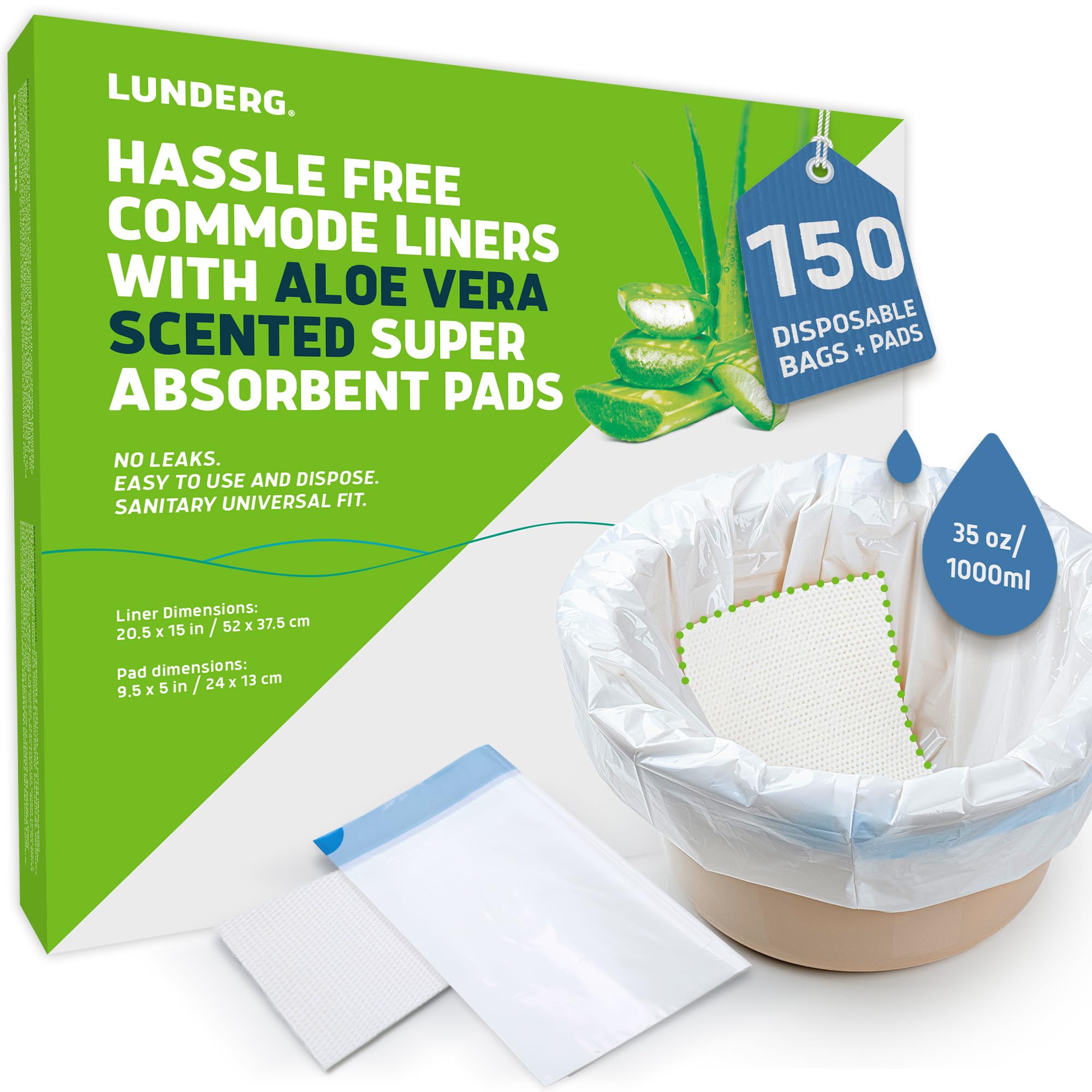 Commode Liners & Absorbent Pads (150 Count)