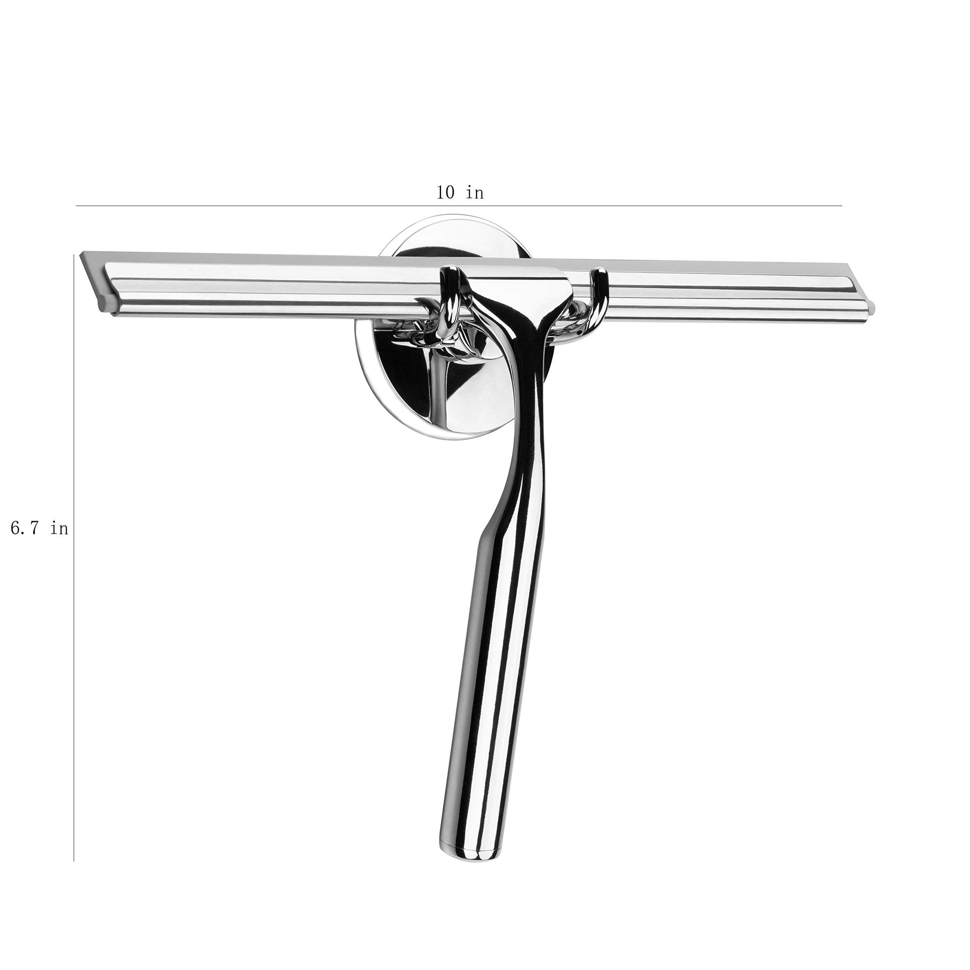 Shower Squeegee Clear Glass Wall Cleaner Stainless Steel with Suction Storage Hook