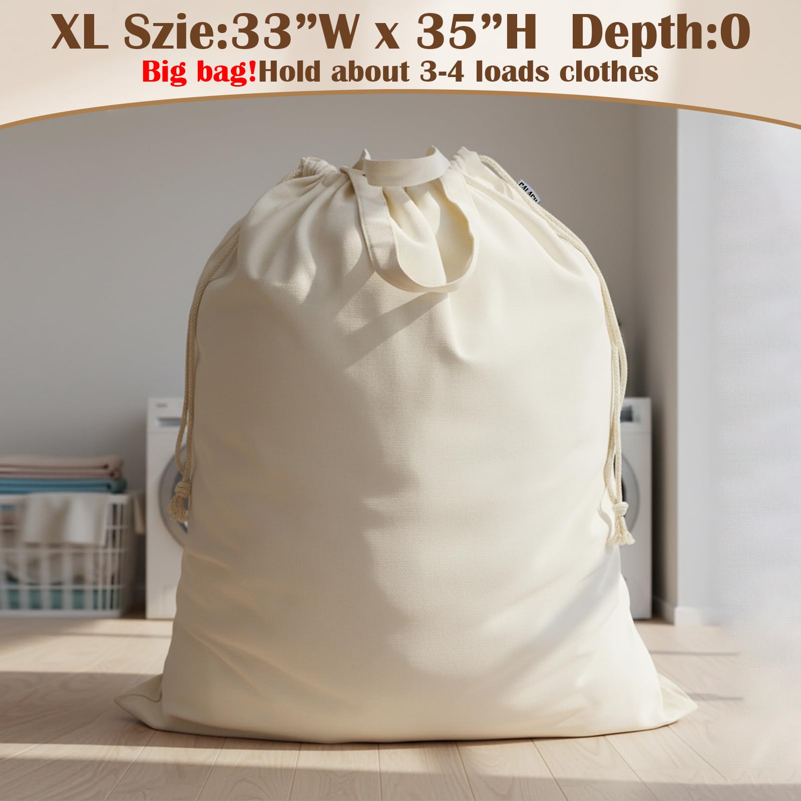 Canvas Laundry Bag 33"Wx 35"H
