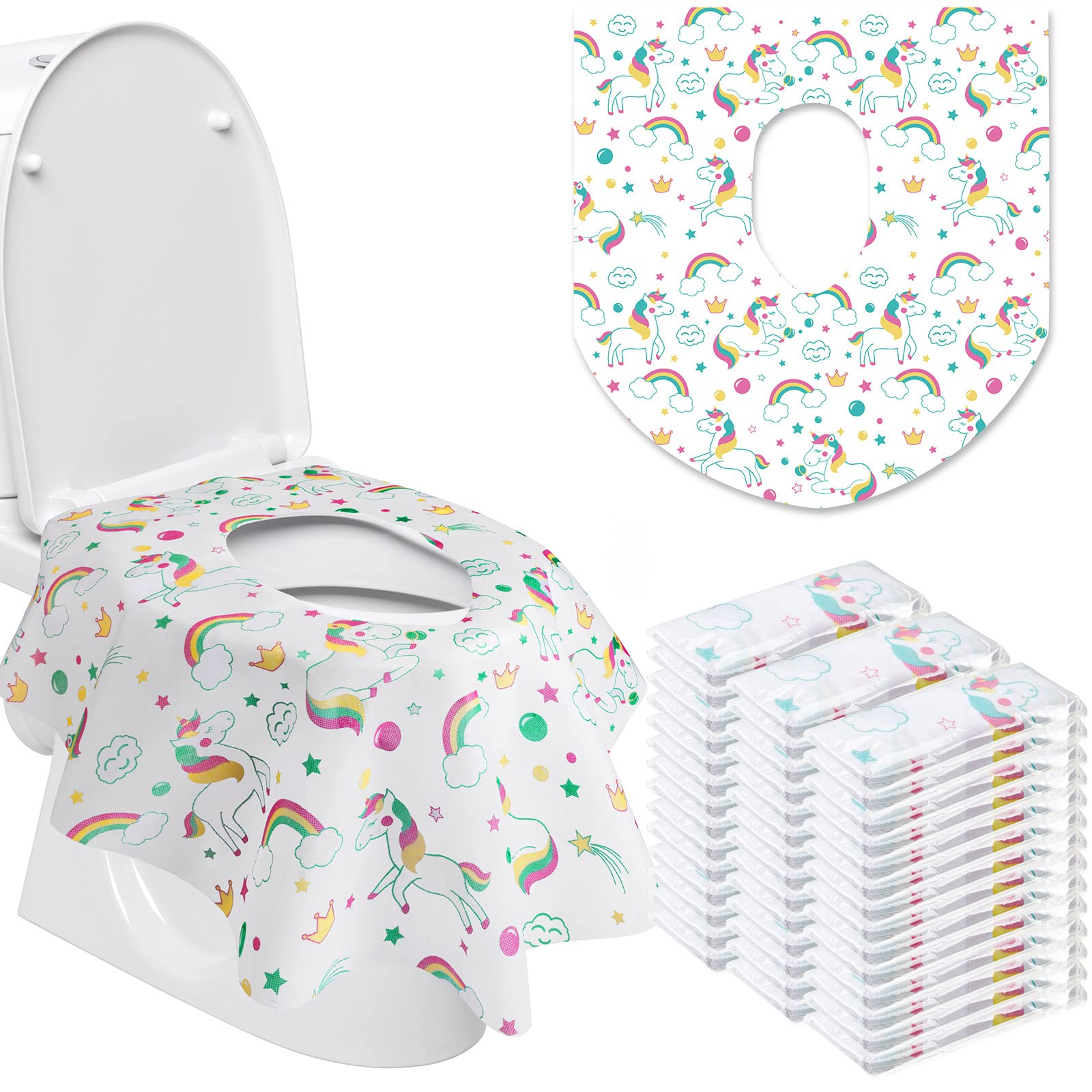 50 Packs Disposable Toilet Seat Covers Extra Large Individually Wrapped for Kids and Adults