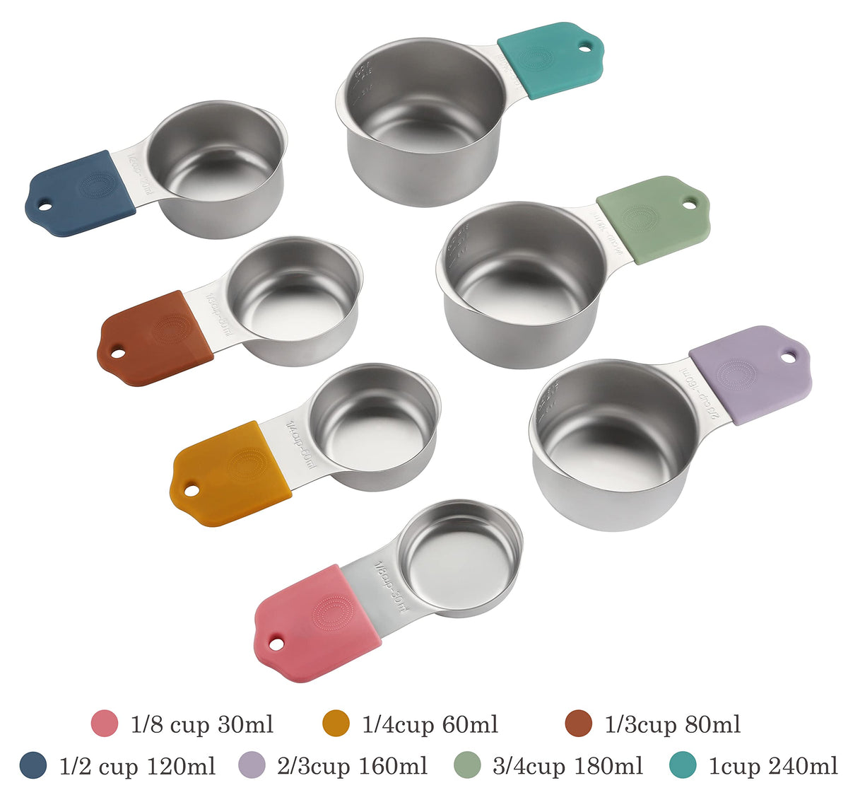 Magnetic Measuring Cups Set of 7 Stainless Steel Magnetic Measuring Cups