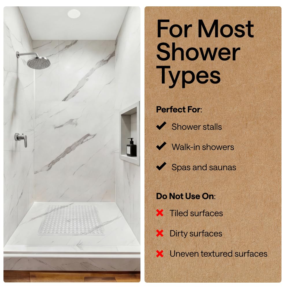 Patented Square Shower Stall Mat (2 Count)