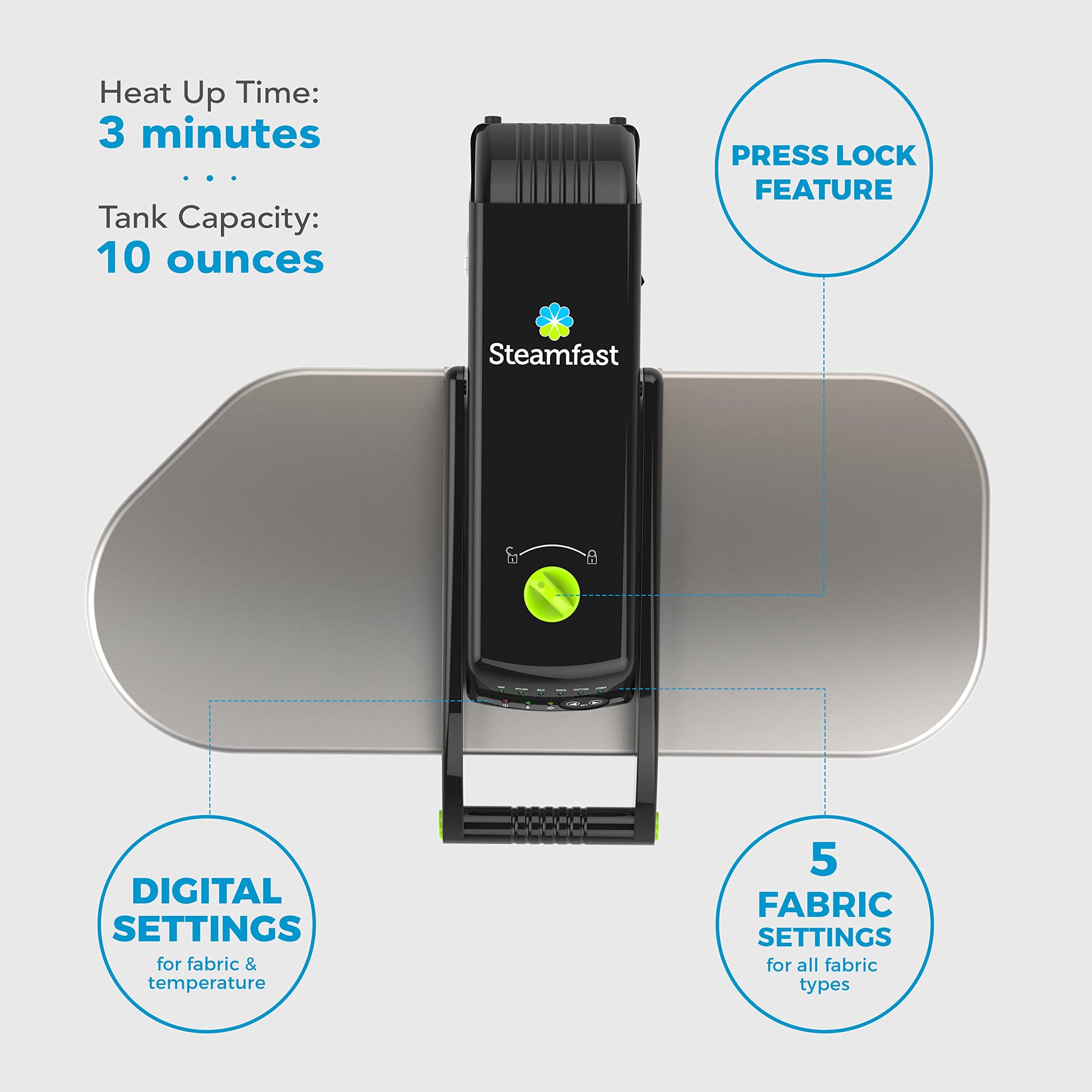 SF 680 Digital Steam Press with Multiple Fabric Settings and Steam Burst Function
