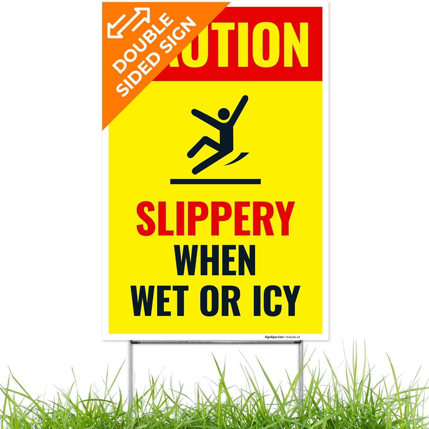 Caution Slippery When Wet or ICY Sign