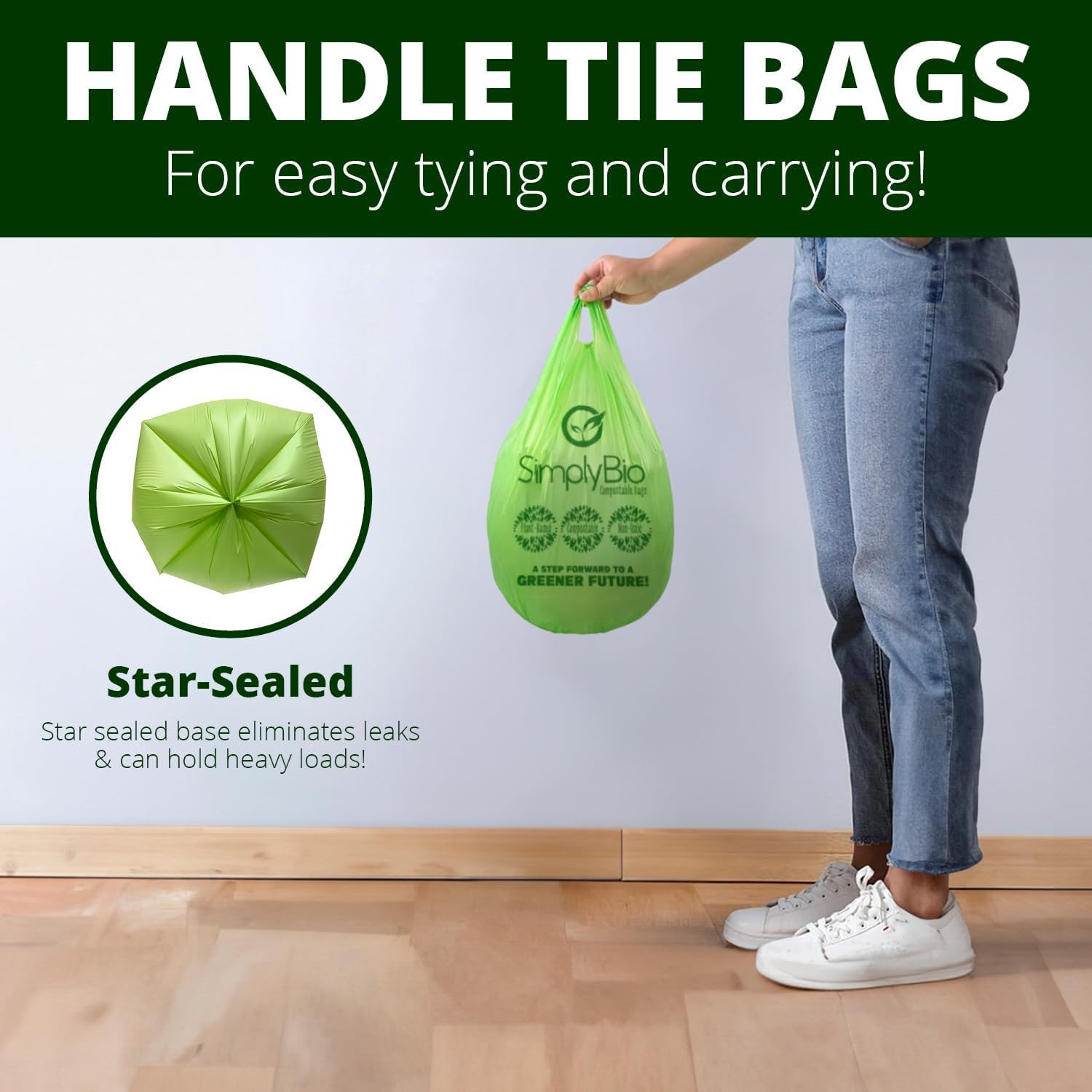 1.6 Gallon Compostable Trash Bags Handle (50 Count)