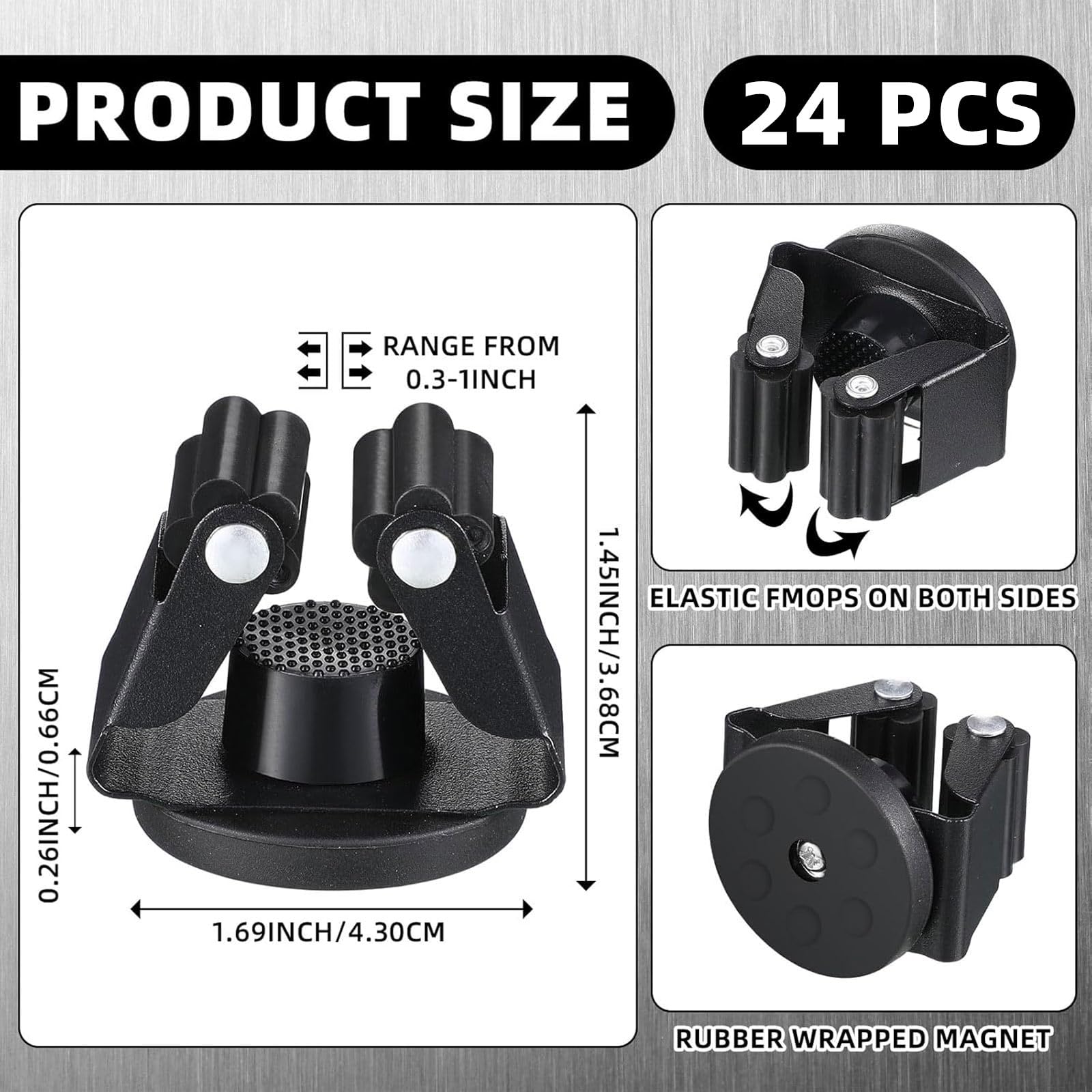 224 Pcs Magnetic Broom Holder Wall Mounted Anti Slip Rack (24 Count)