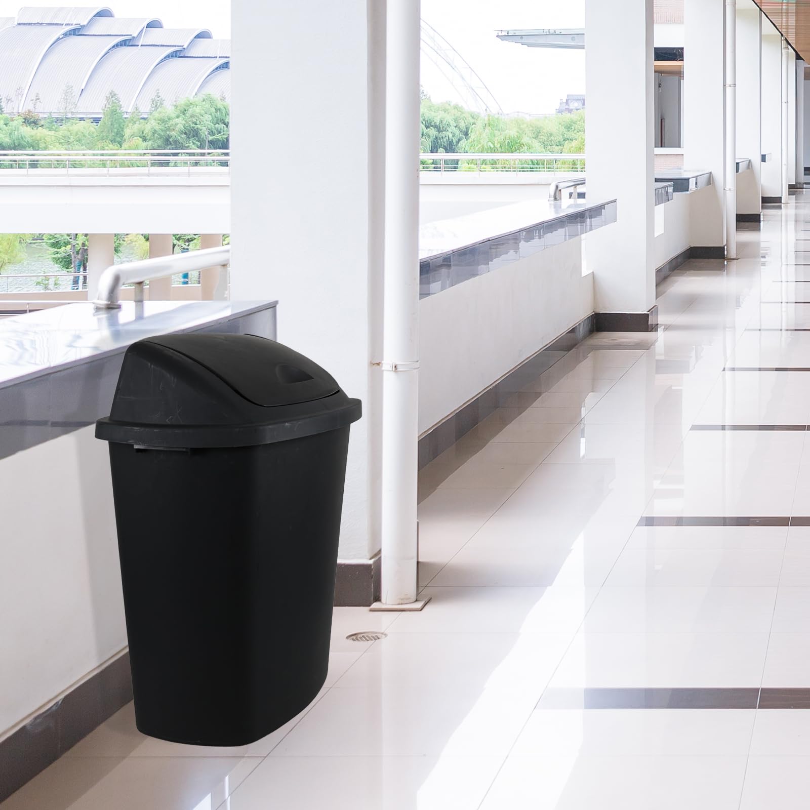 18 Gallon Plastic Garbage Bin with Swing Lid (4 Count)